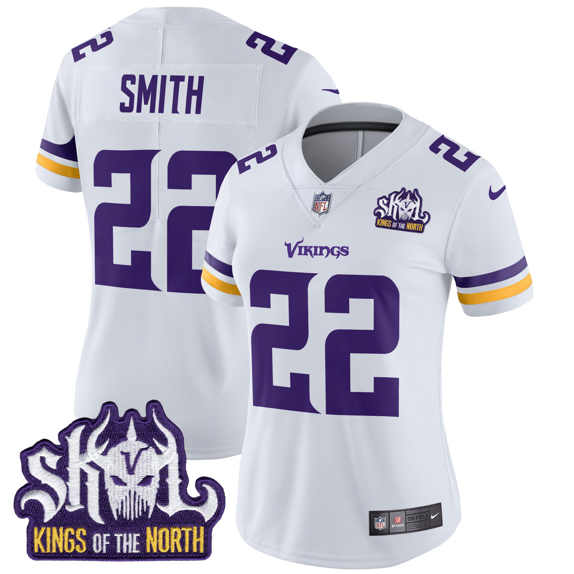 Women's Harrison Smith Minnesota Vikings Kings Of The North Patch Vapor Limited White Jersey - All Stitched