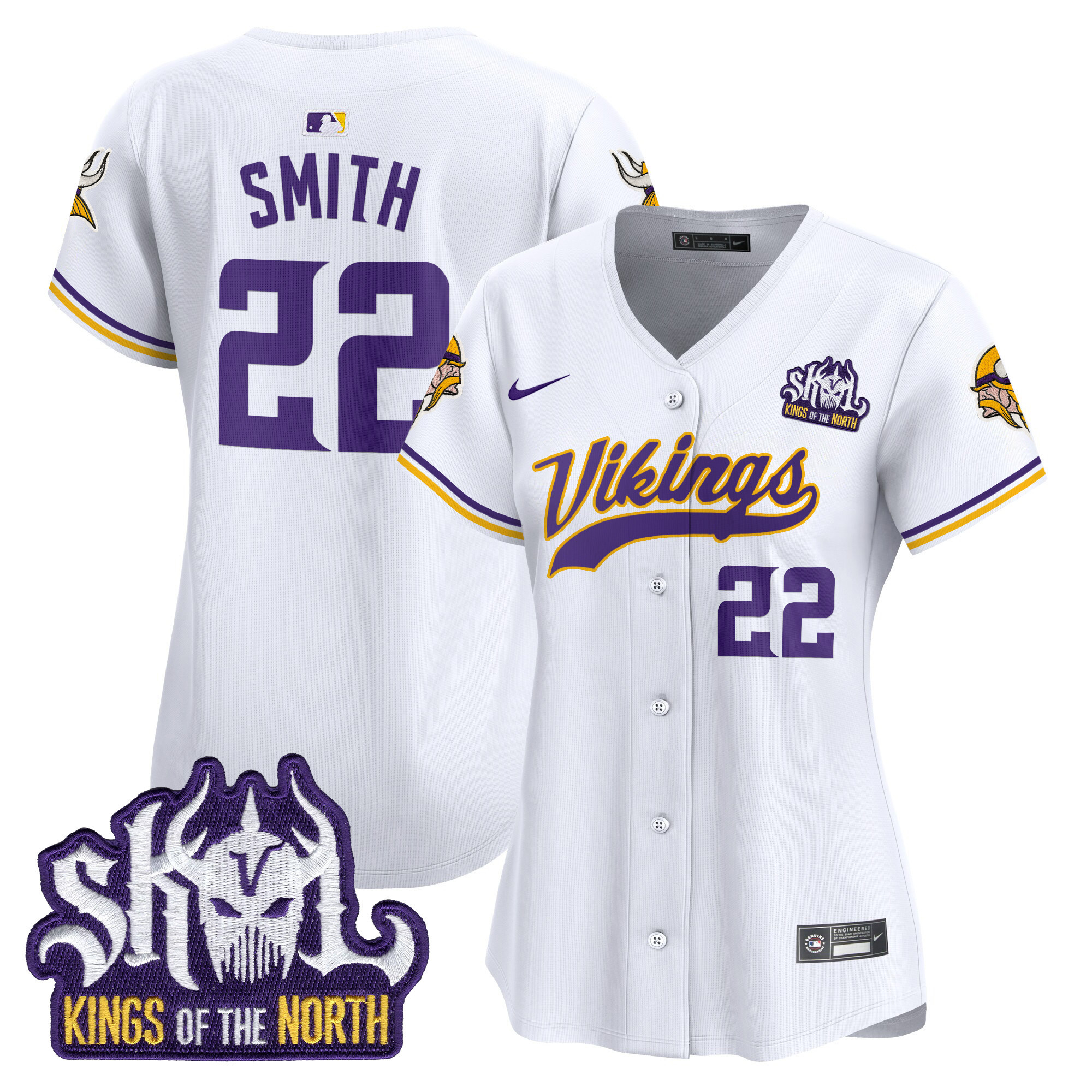 Women's Harrison Smith Minnesota Vikings Kings Of The North Patch Vapor Premier Limited White Jersey - All Stitched