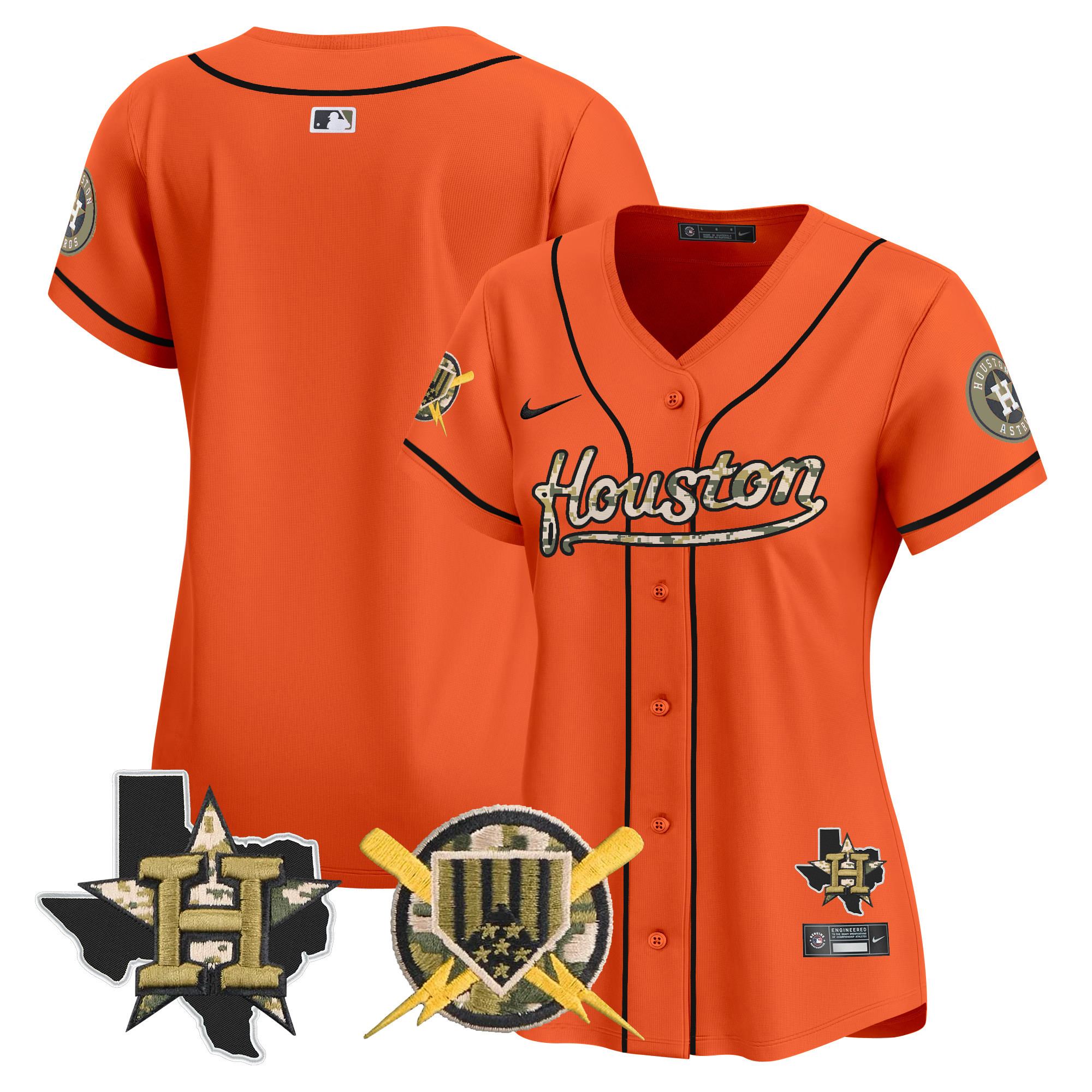 Women's Houston Astros Armed Forces Day Vapor Premier Limited Orange Jersey - All Stitched