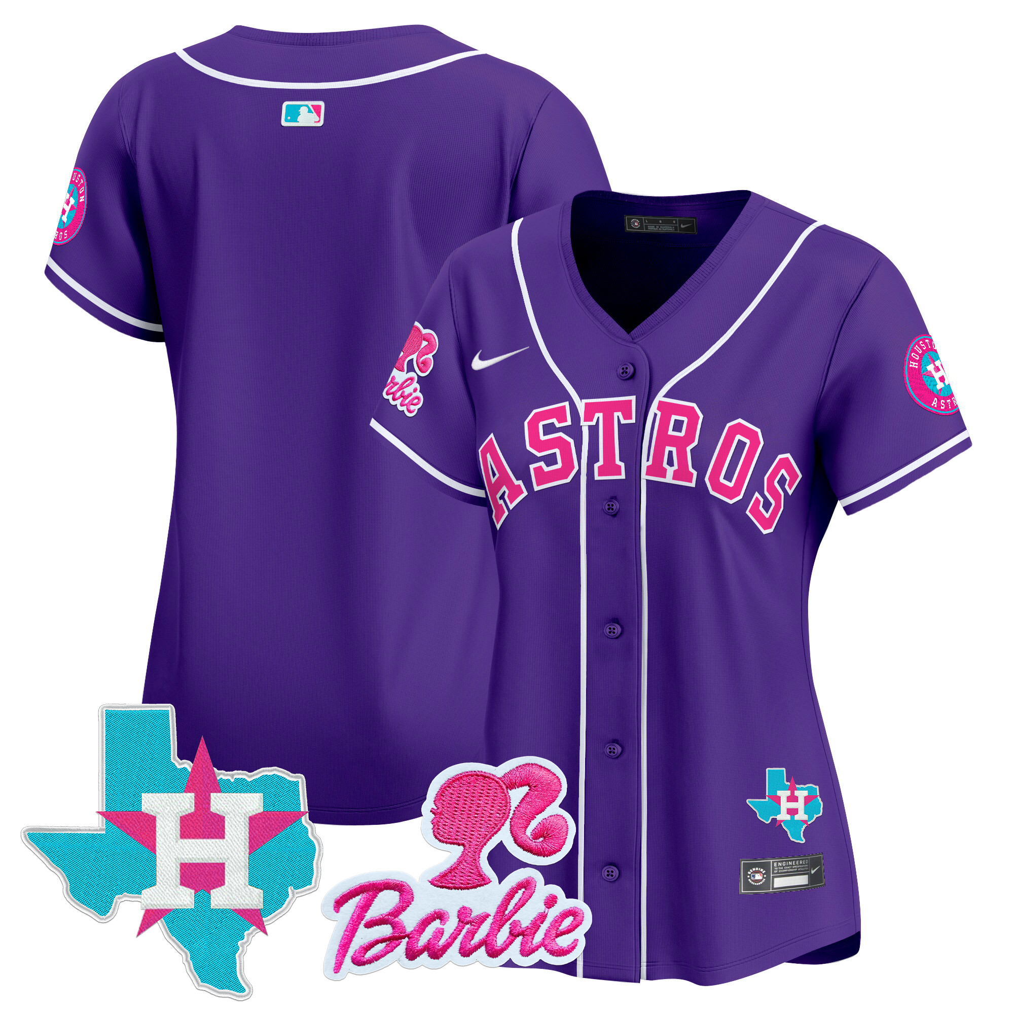 Women's Houston Astros Barbie Patch Vapor Premier Limited Purple Jersey - All Stitched