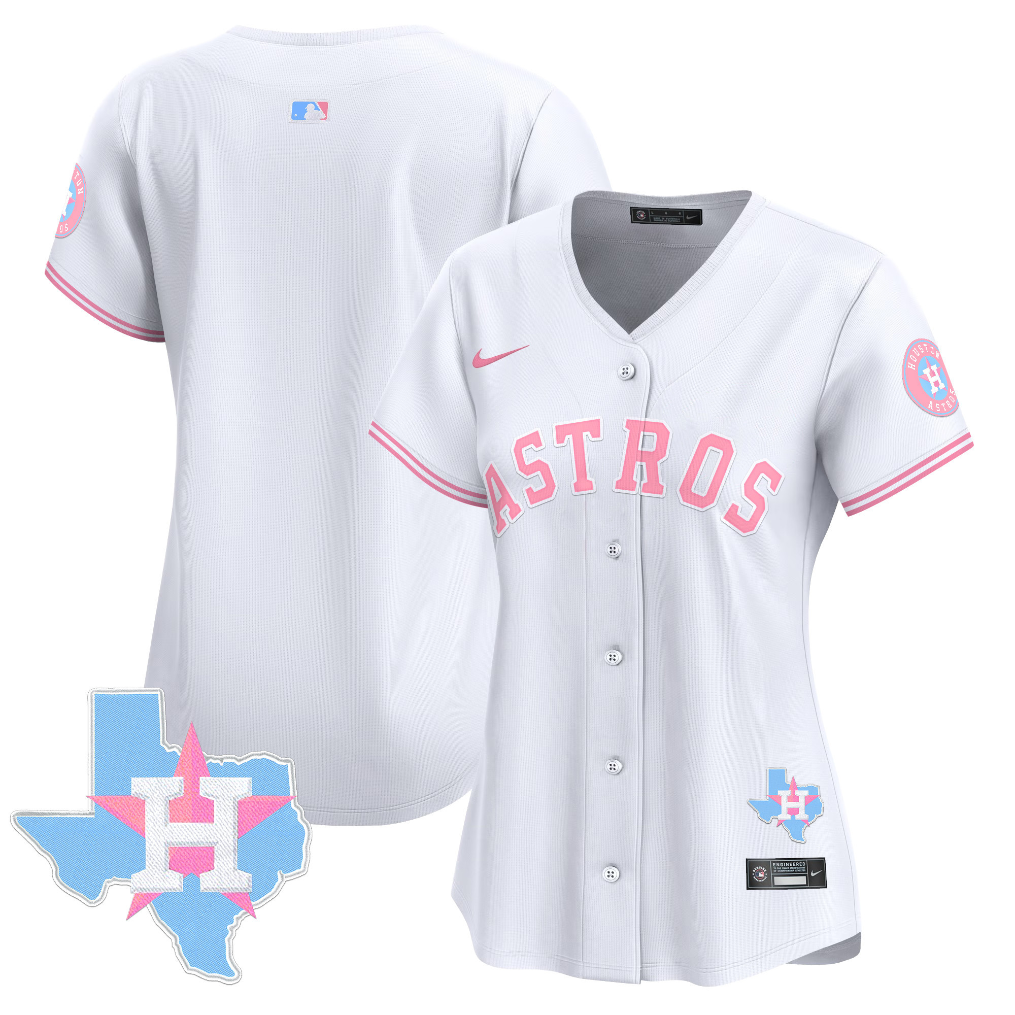 Women's Houston Astros Bubblegum Pink Vapor Premier Limited White Jersey - All Stitched