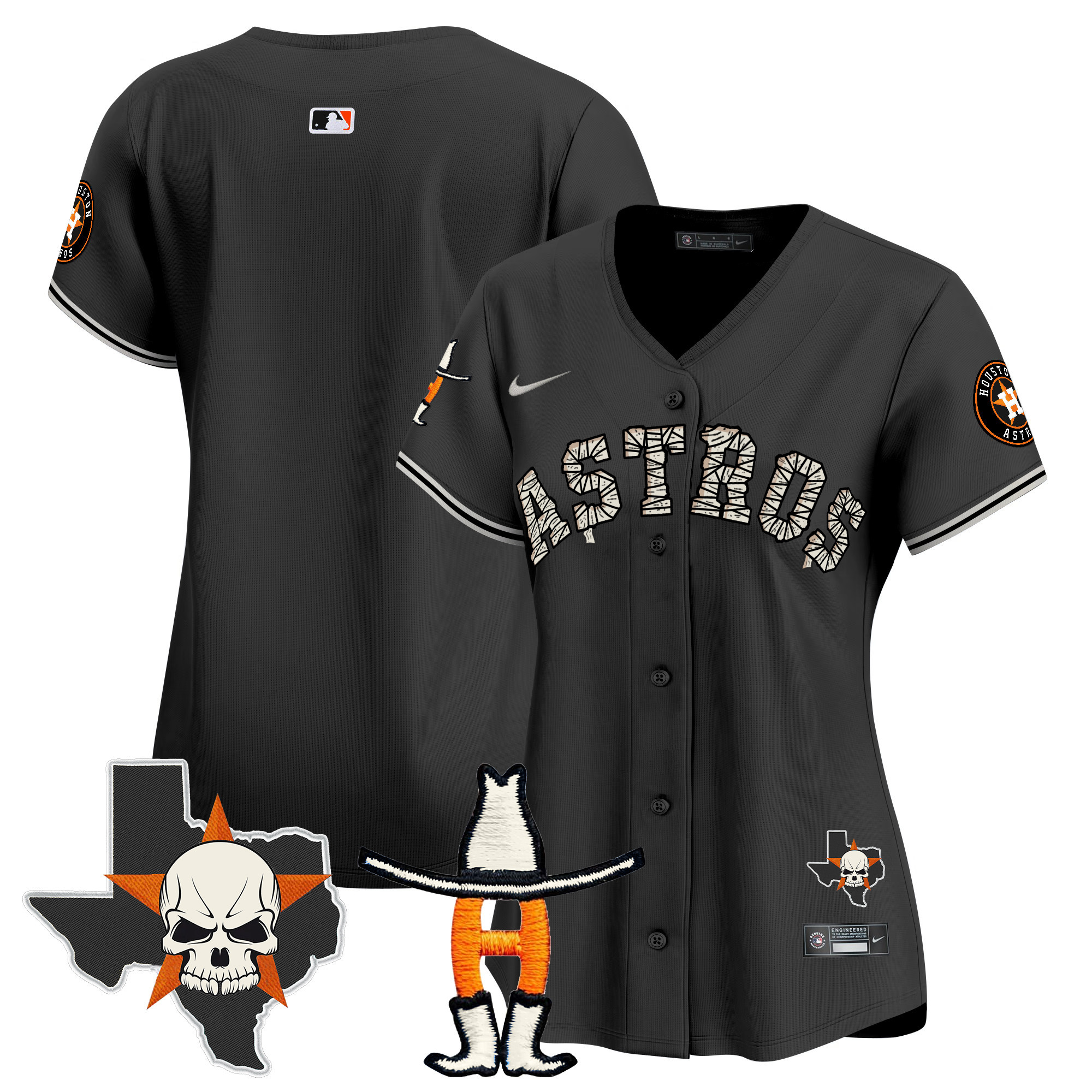 Women's Houston Astros Halloween Vapor Premier Limited Black Jersey - All Stitched
