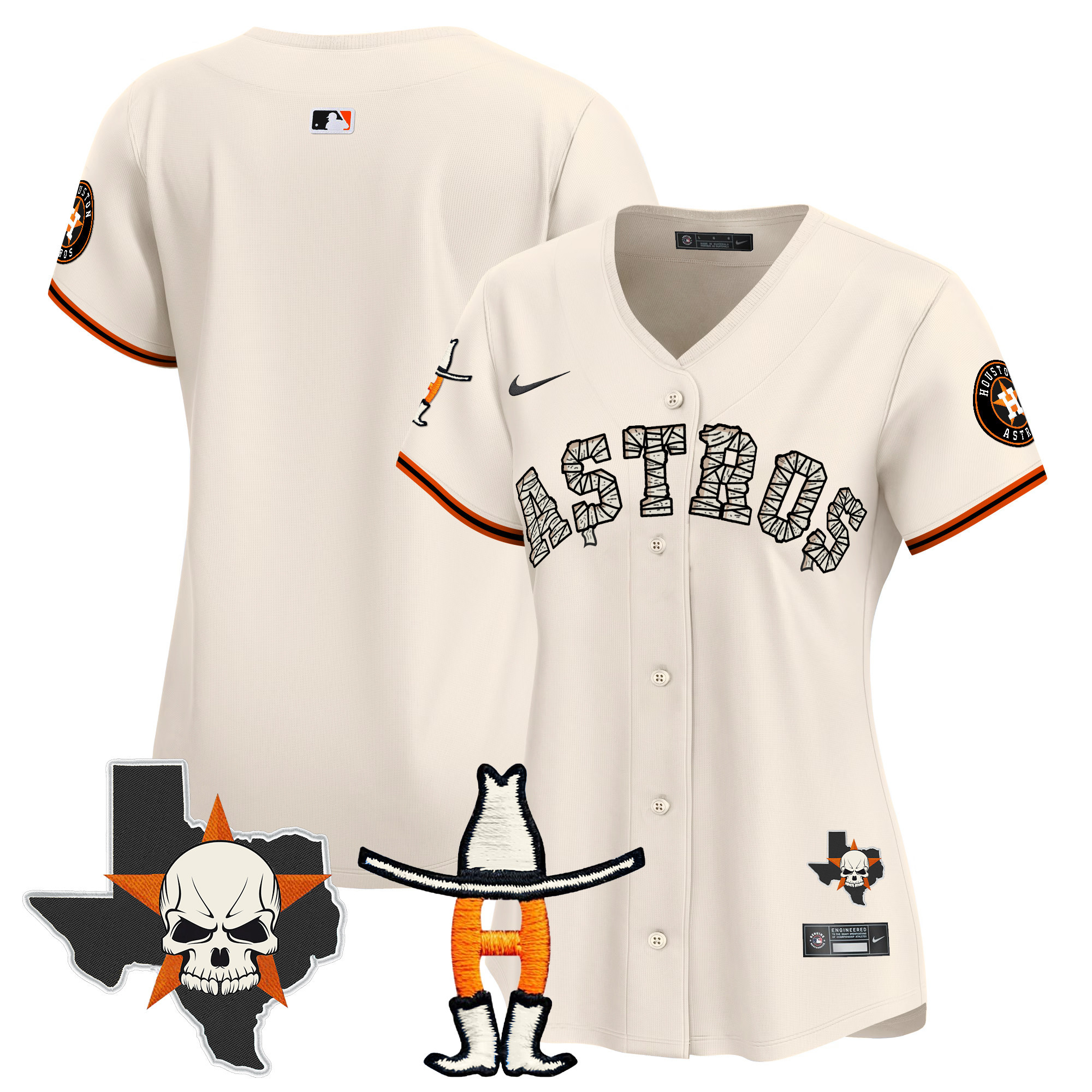 Women's Houston Astros Halloween Vapor Premier Limited Cream Jersey - All Stitched