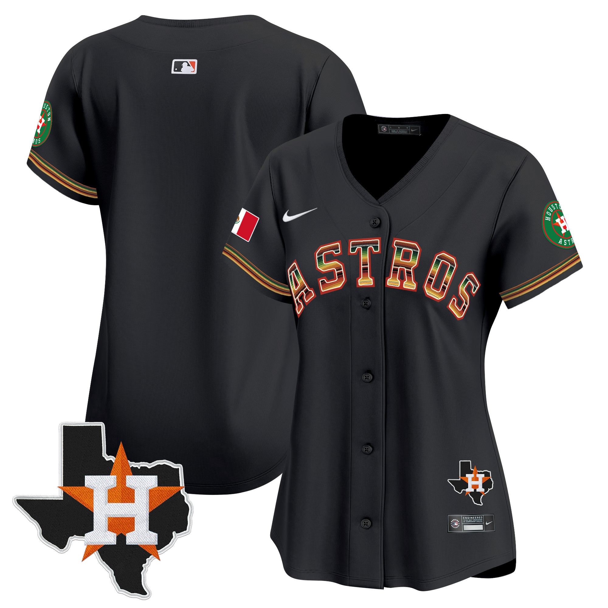 Women's Houston Astros Mexico Traditional Style Vapor Premier Limited Black Jersey - All Stitched