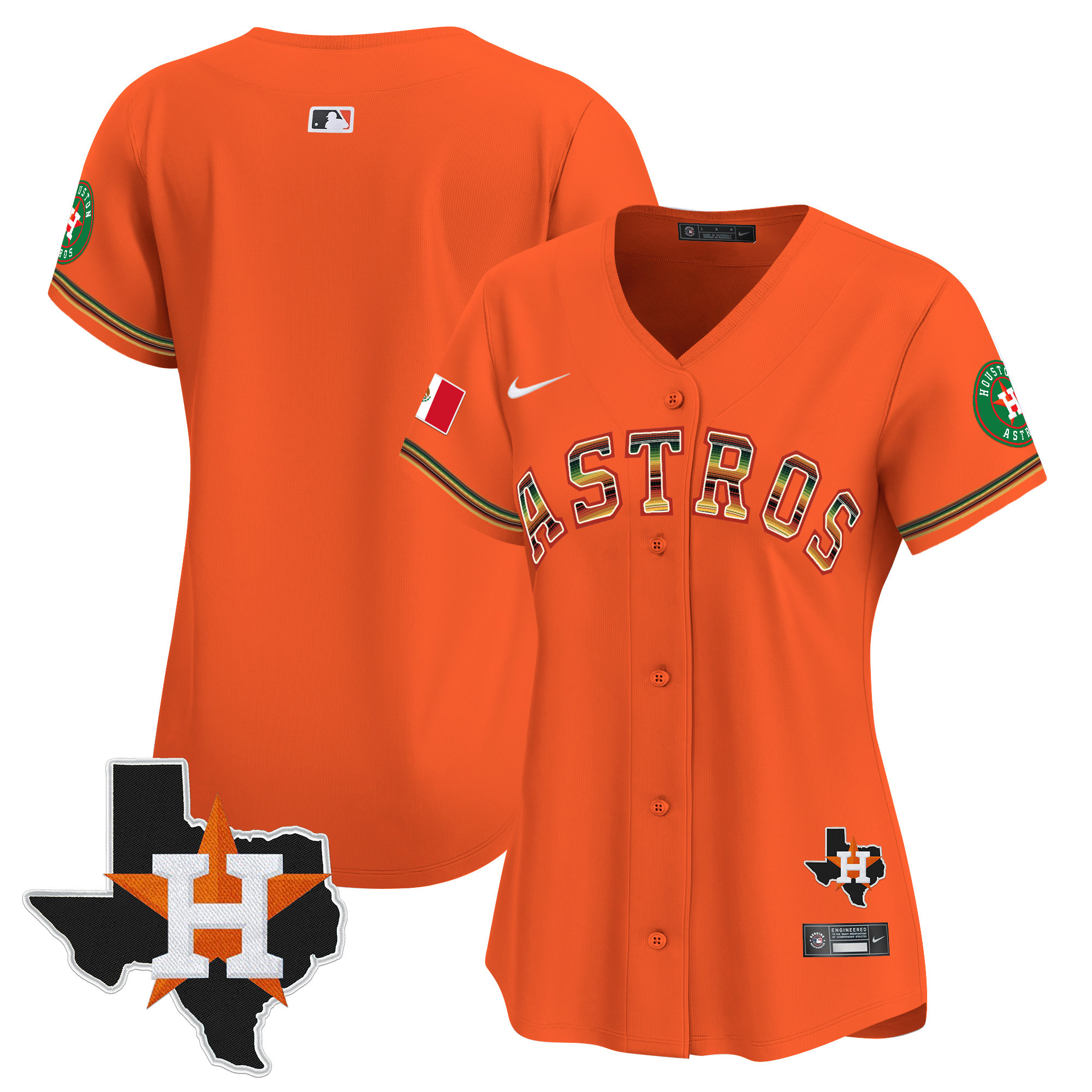 Women's Houston Astros Mexico Traditional Style Vapor Premier Limited Orange Jersey - All Stitched