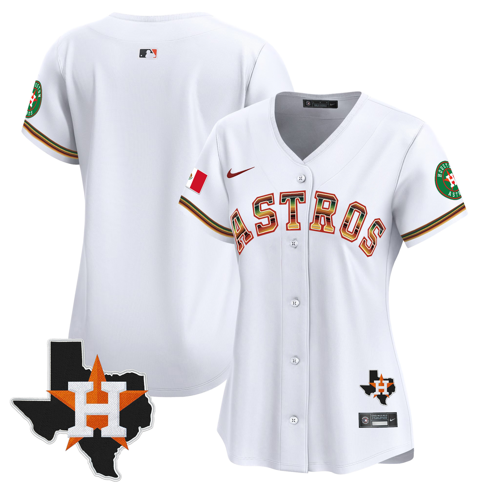 Women's Houston Astros Mexico Traditional Style Vapor Premier Limited White Jersey - All Stitched