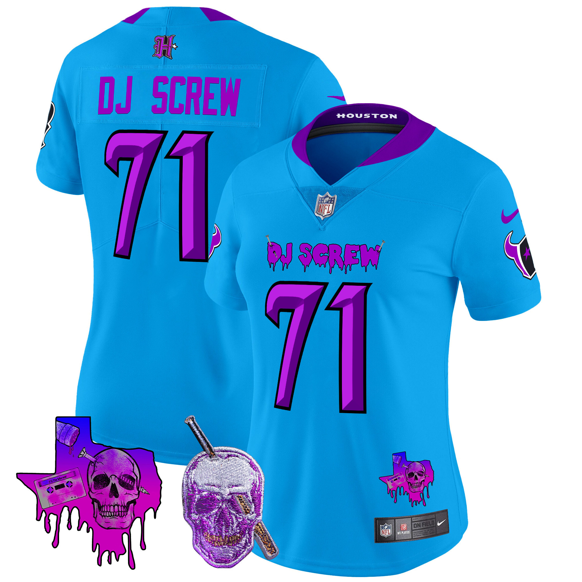Women's Houston Texans DJ Screw Vapor Limited Screw 1971 Blue Jersey - All Stitched