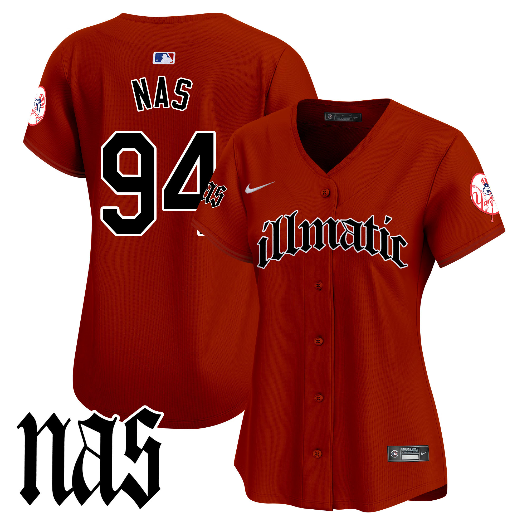 Women's Illmatic 1994 New York Yankees Nas Illmatic Vapor Premier Limited Illmatic Jersey - All Stitched