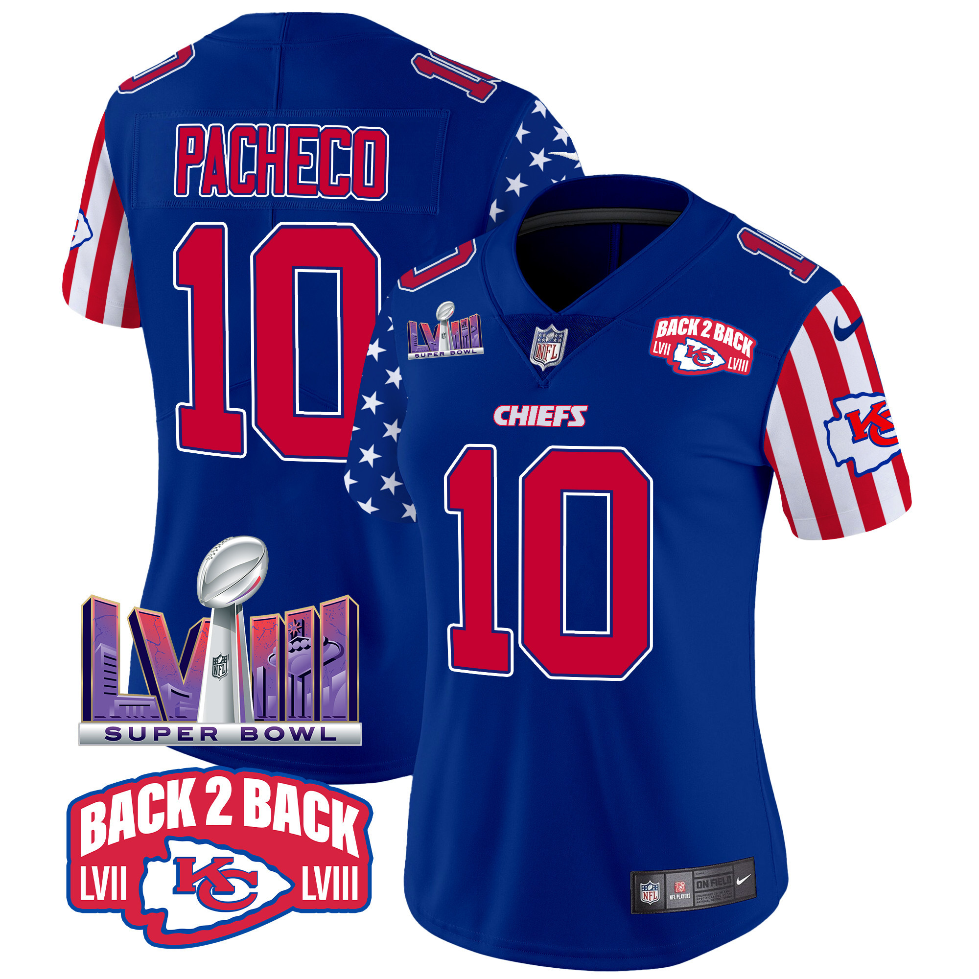 Women's Isiah Pacheco Kansas City Chiefs American Style Vapor Limited Royal Jersey - All Stitched