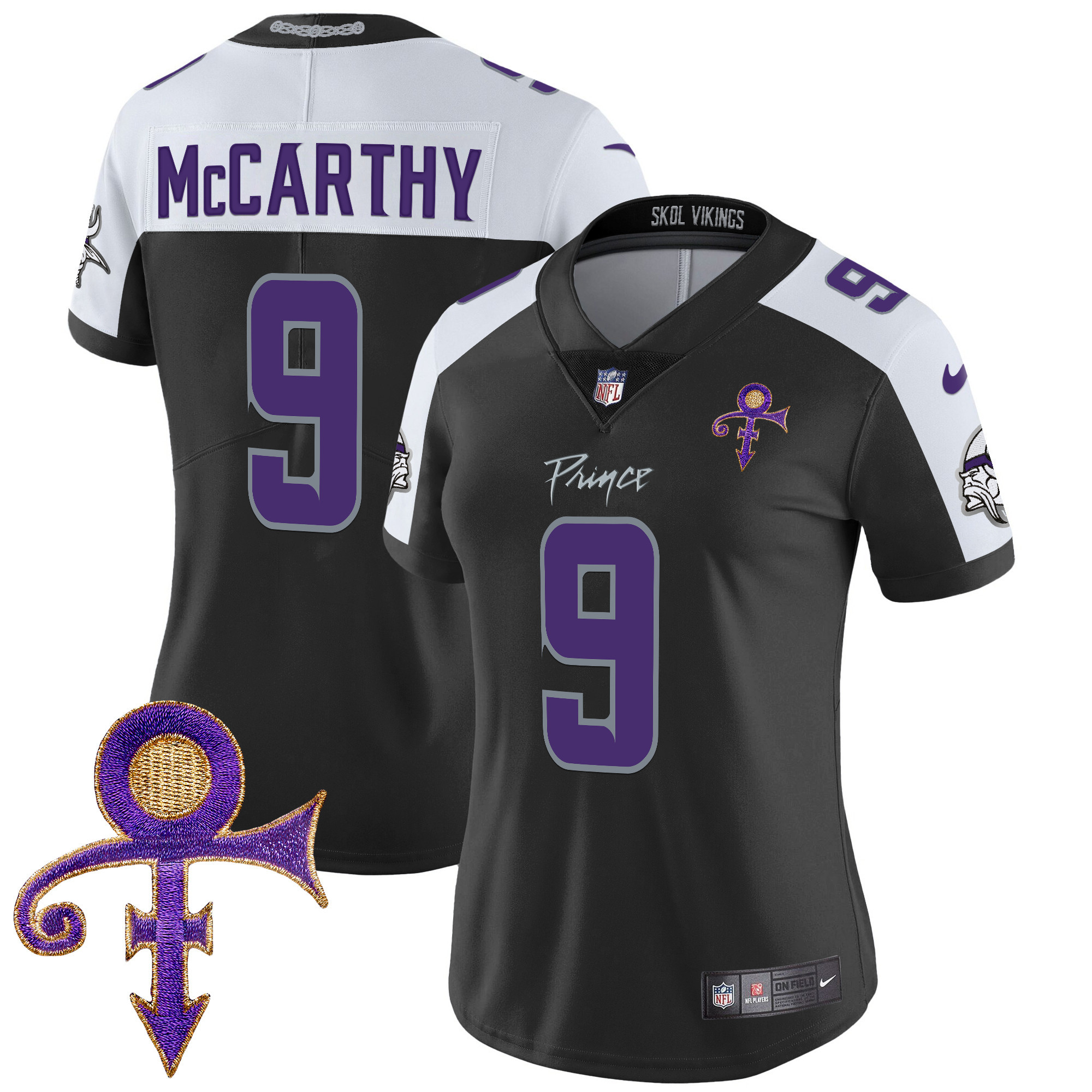 Women's J.J. McCarthy Minnesota Vikings 2024 Prince Vapor Limited Black Alternate Jersey - All Stitched