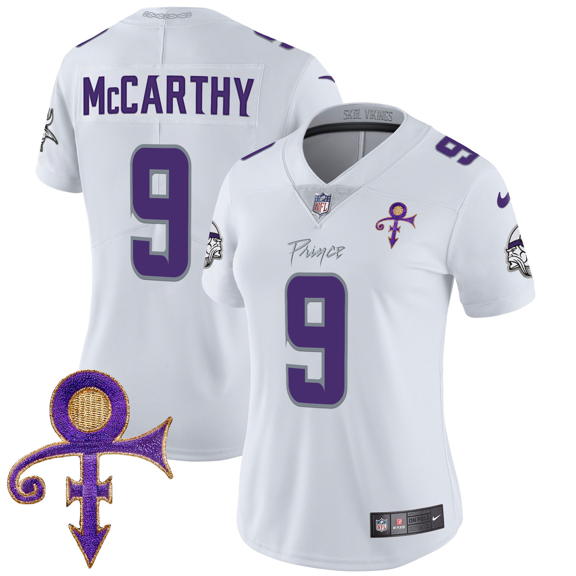 Women's J.J. McCarthy Minnesota Vikings 2024 Prince Vapor Limited White Limited Jersey - All Stitched