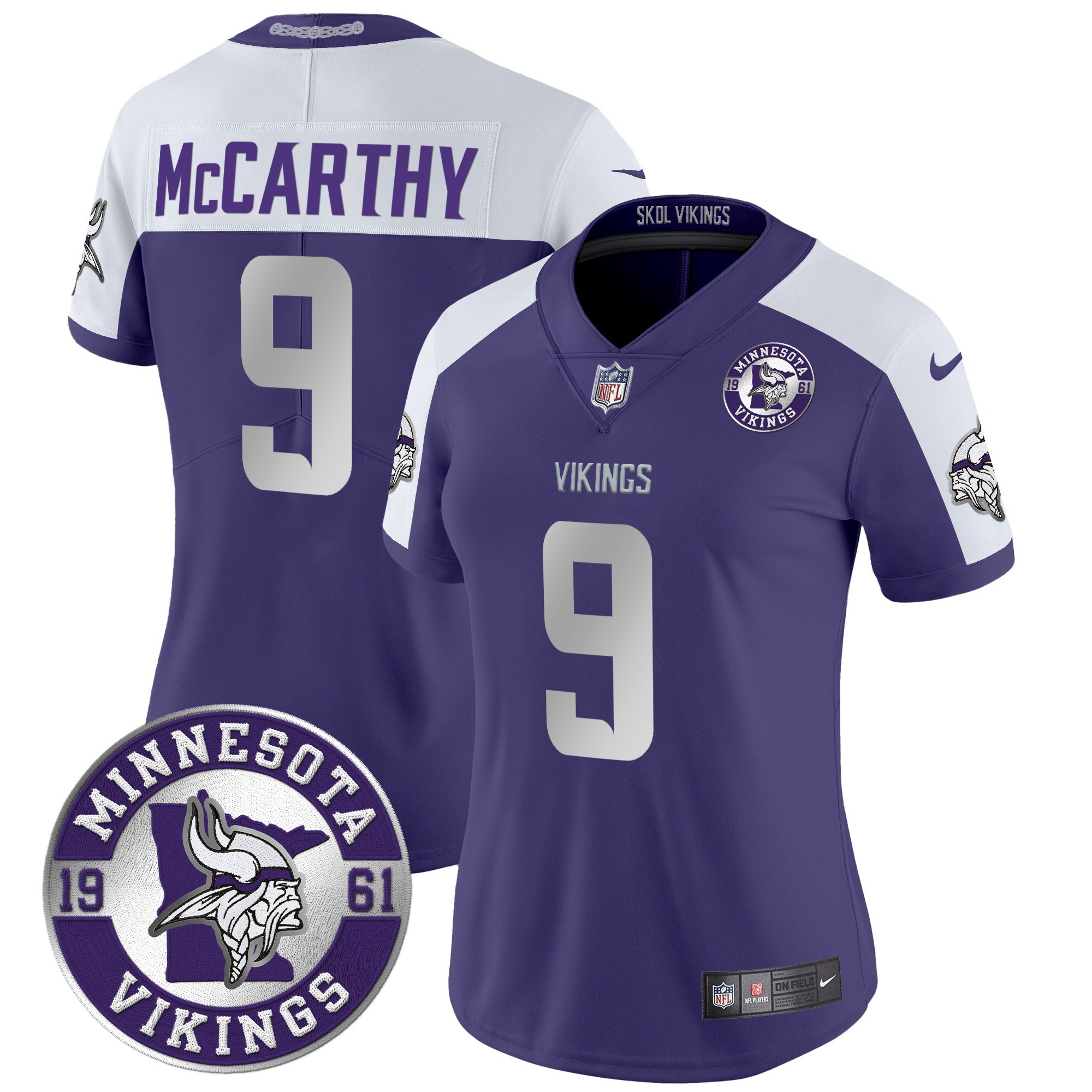 Women's J.J. McCarthy Minnesota Vikings 2024 Vapor Limited Purple Alternate Jersey - All Stitched