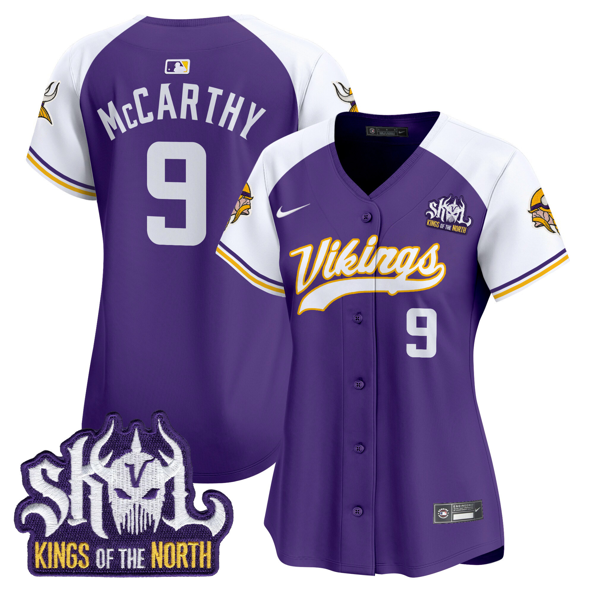 Women's J.J. McCarthy Minnesota Vikings Kings Of The North Patch Vapor Premier Limited Purple Alternate Jersey - All Stitched