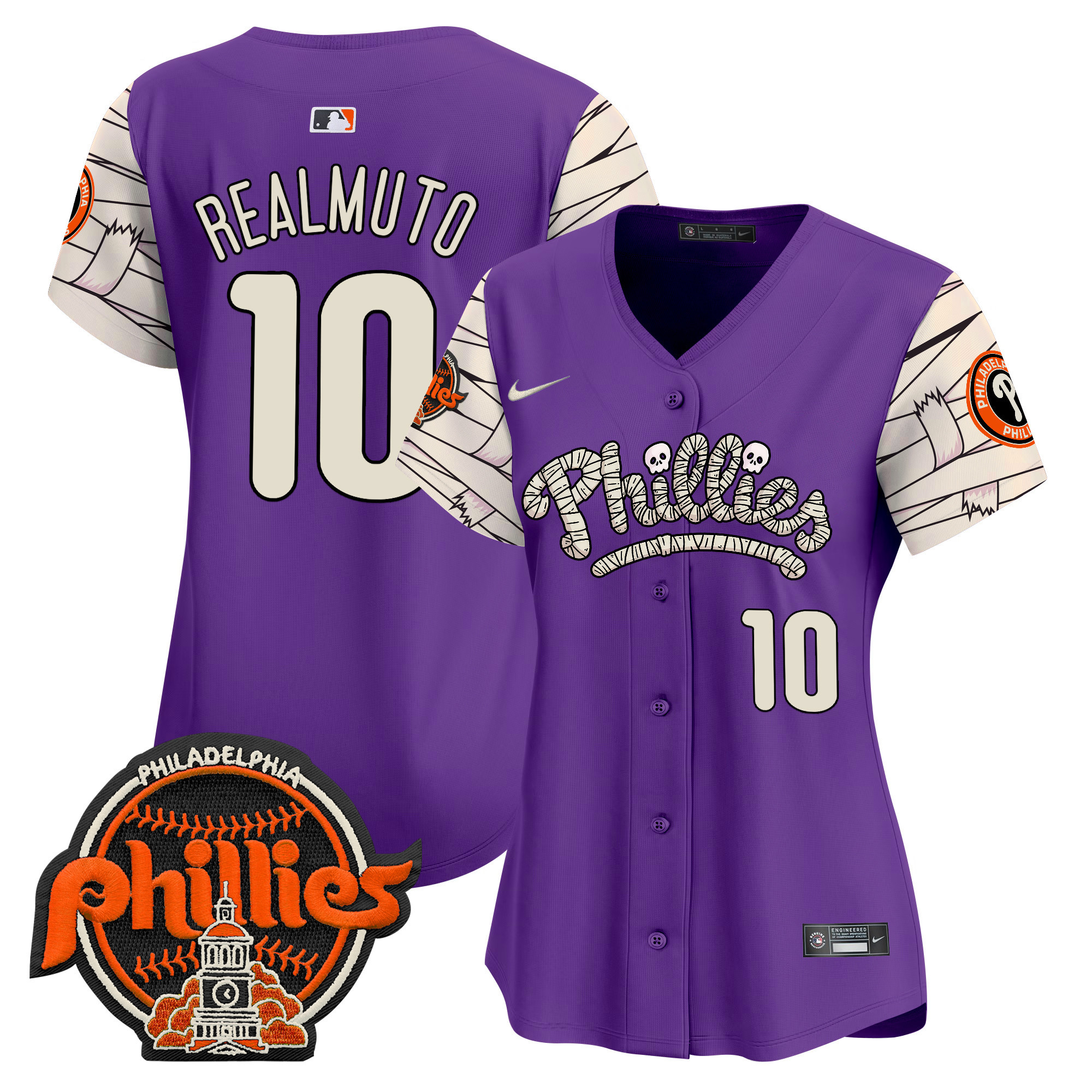 Women's J.T.Realmuto Philadelphia Phillies Halloween Vapor Premier Limited Purple Jersey V2 - All Stitched