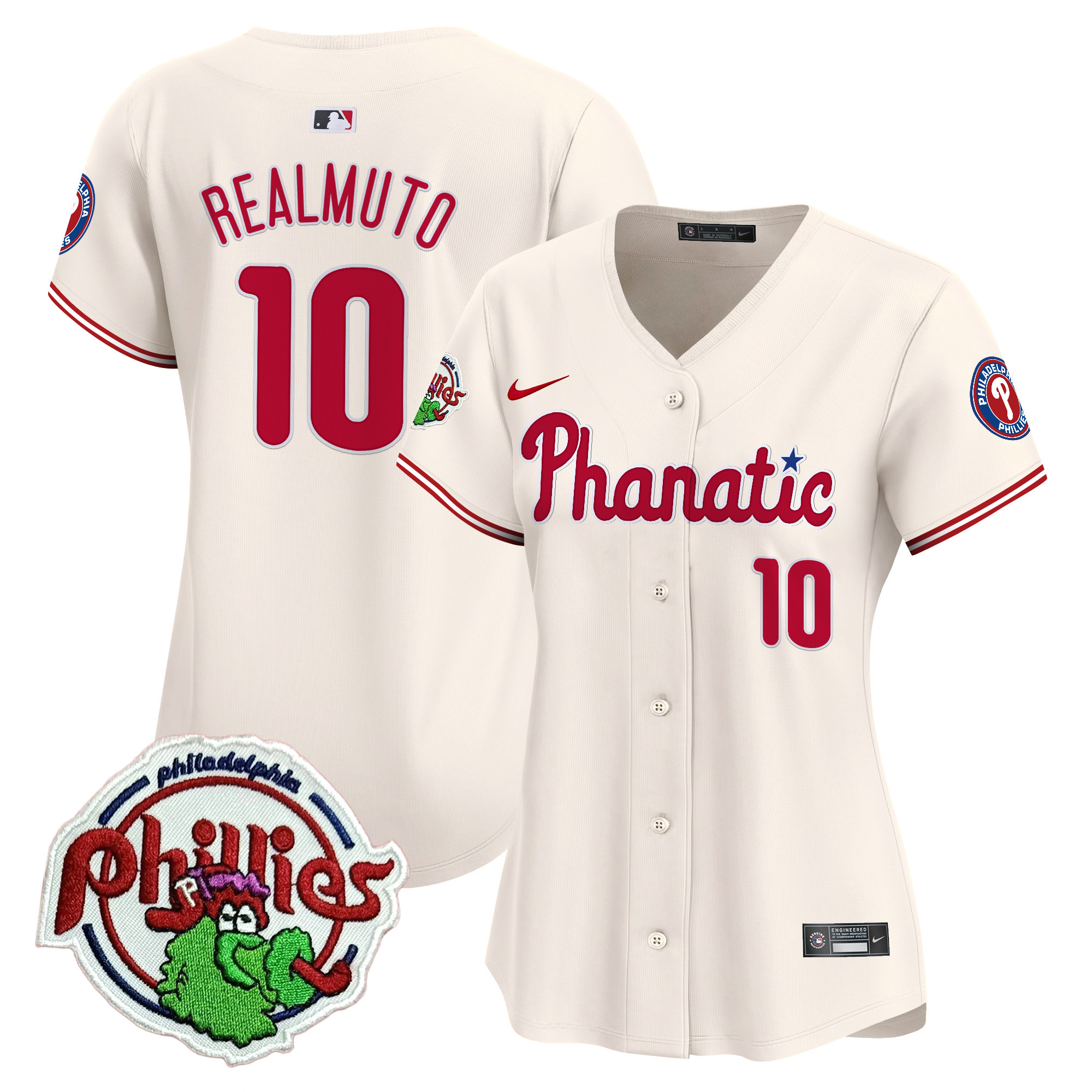 Women's J.T.Realmuto Philadelphia Phillies Phanatic Patch Vapor Premier Limited Cream Jersey - All Stitched