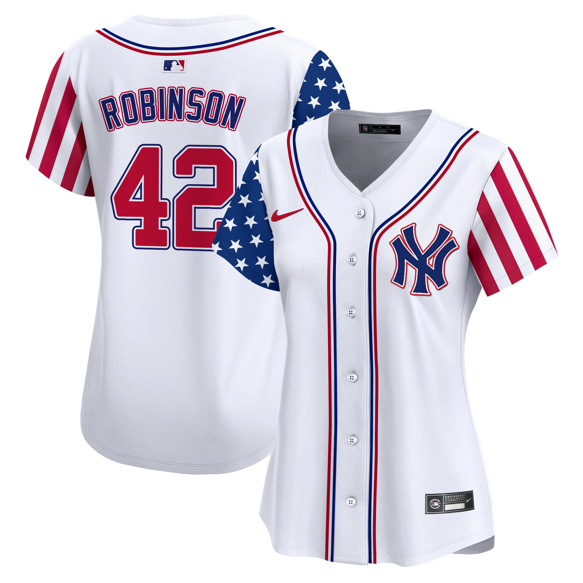 Women's Jackie Robinson New York Yankees 2024 Independence Day Vapor Premier Limited White Jersey - All Stitched
