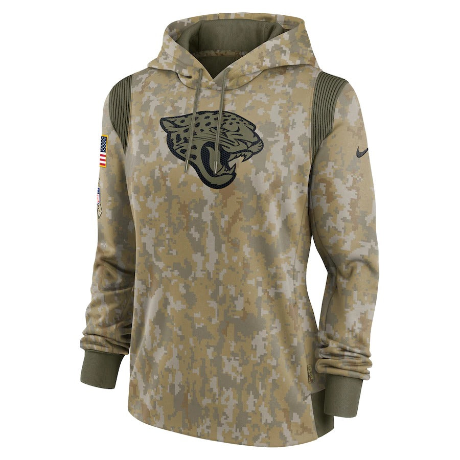 Women’s Jacksonville Jaguars Nike Olive 2021 Salute To Service Therma Performance Pullover Hoodie