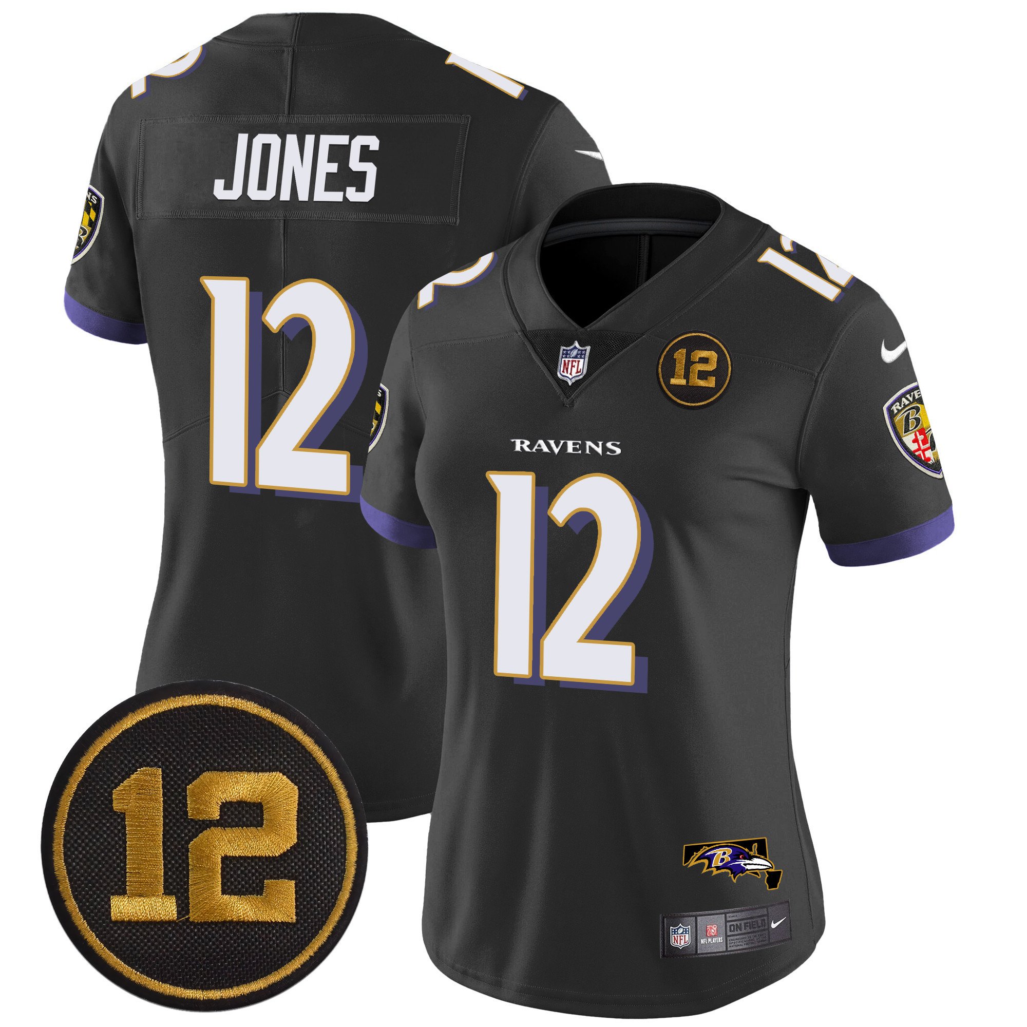 Women's Jacoby Jones Baltimore Ravens Jacoby Jones Patch Vapor Limited Black Jersey - All Stitched