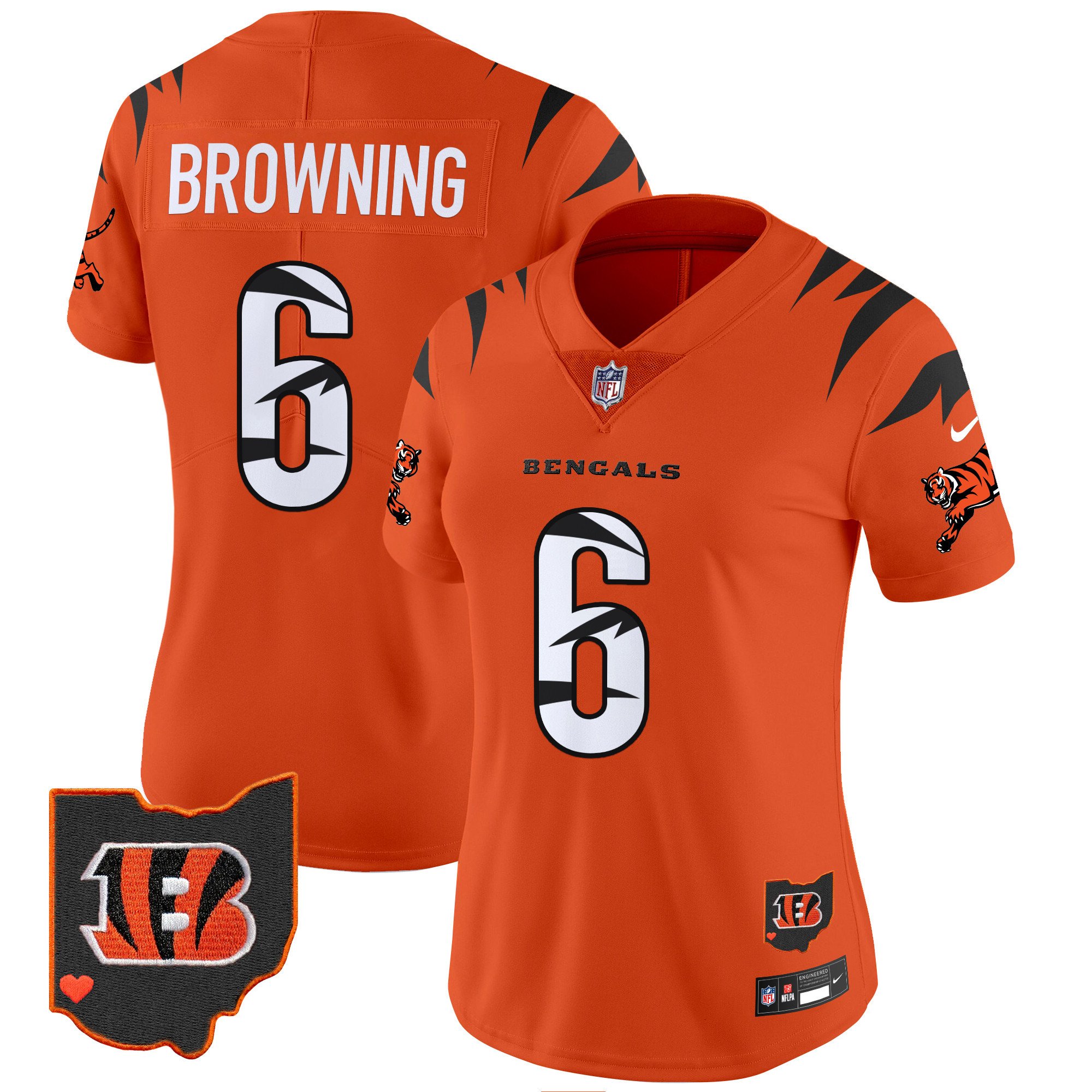 Women's Jake Browning Cincinnati Bengals Special Vapor Limited Orange Jersey - All Stitched