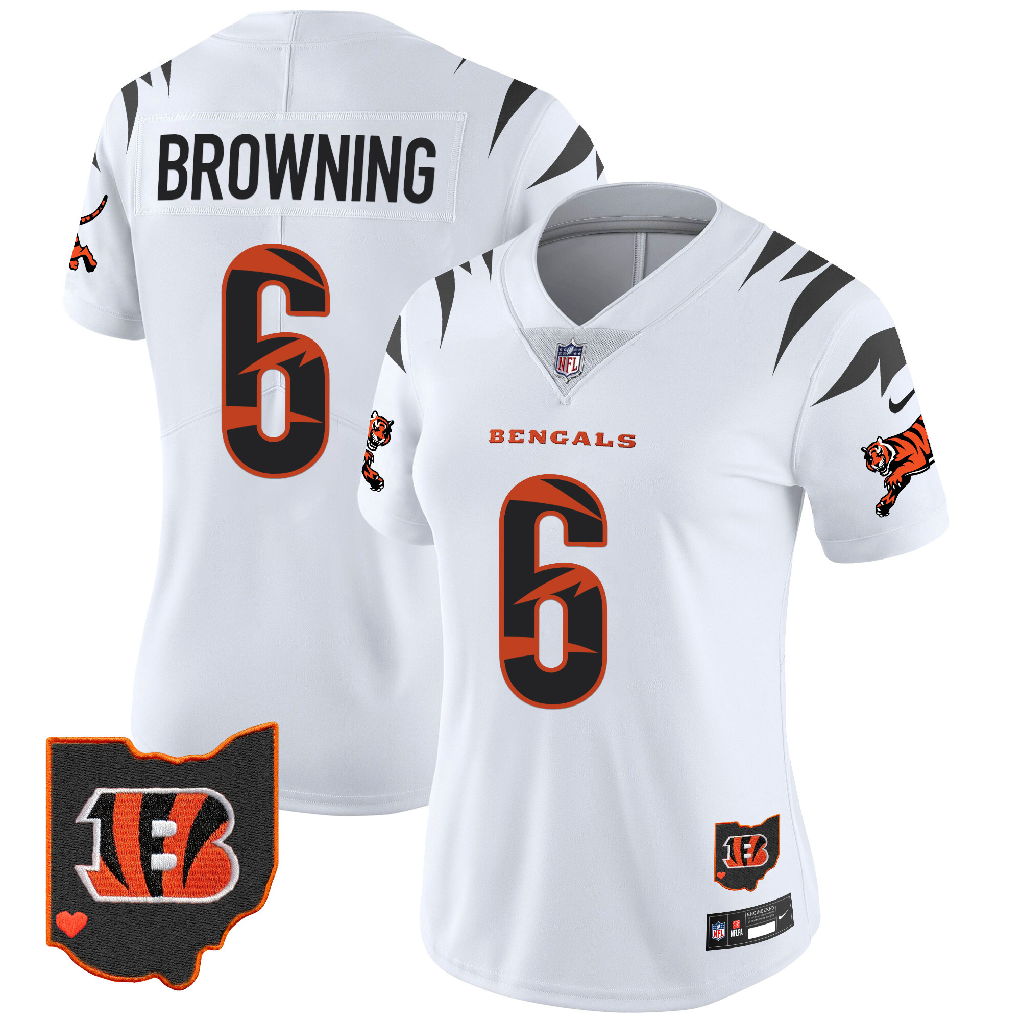 Women's Jake Browning Cincinnati Bengals Special Vapor Limited White Jersey - All Stitched