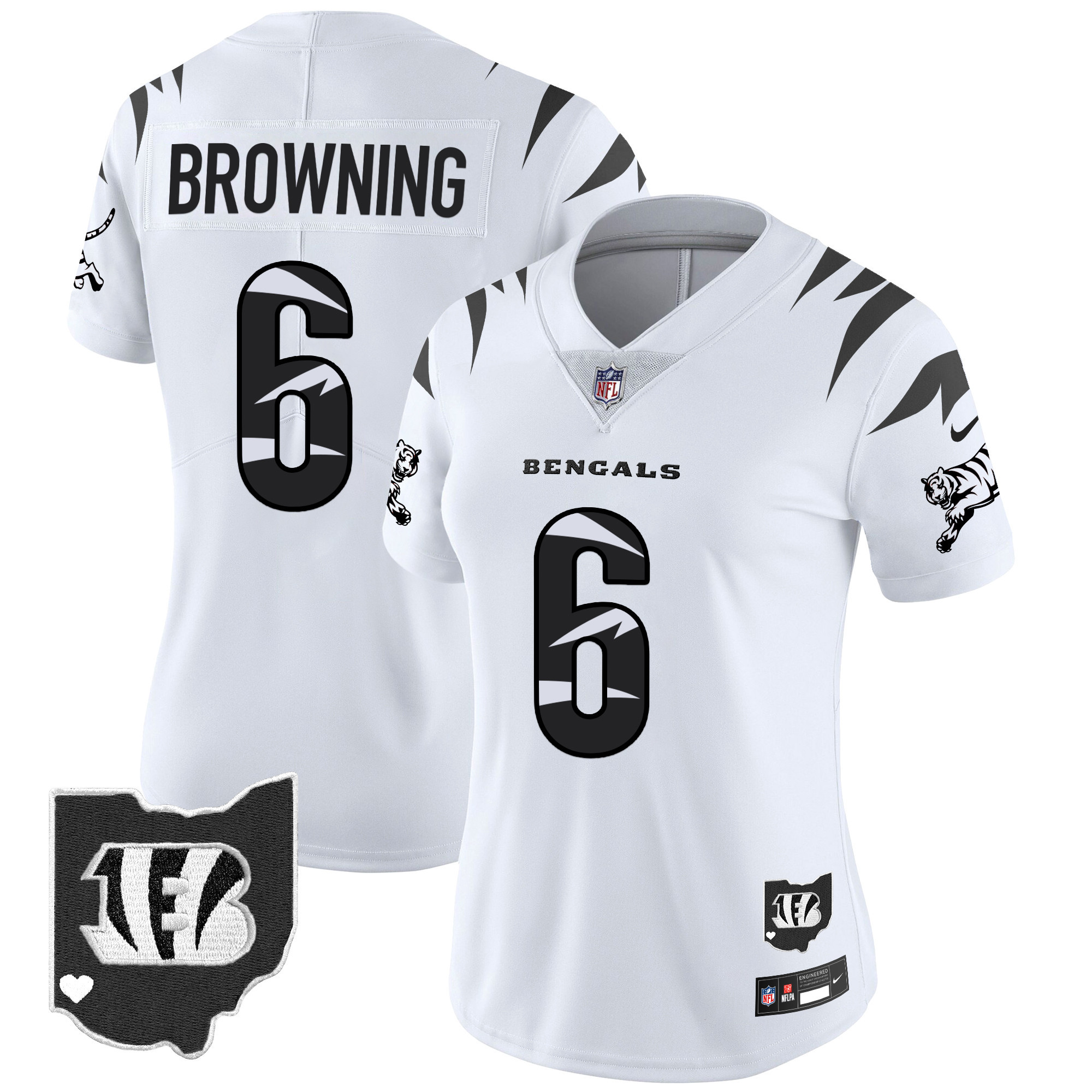 Women's Jake Browning Cincinnati Bengals Special Vapor Limited White Limited Jersey - All Stitched