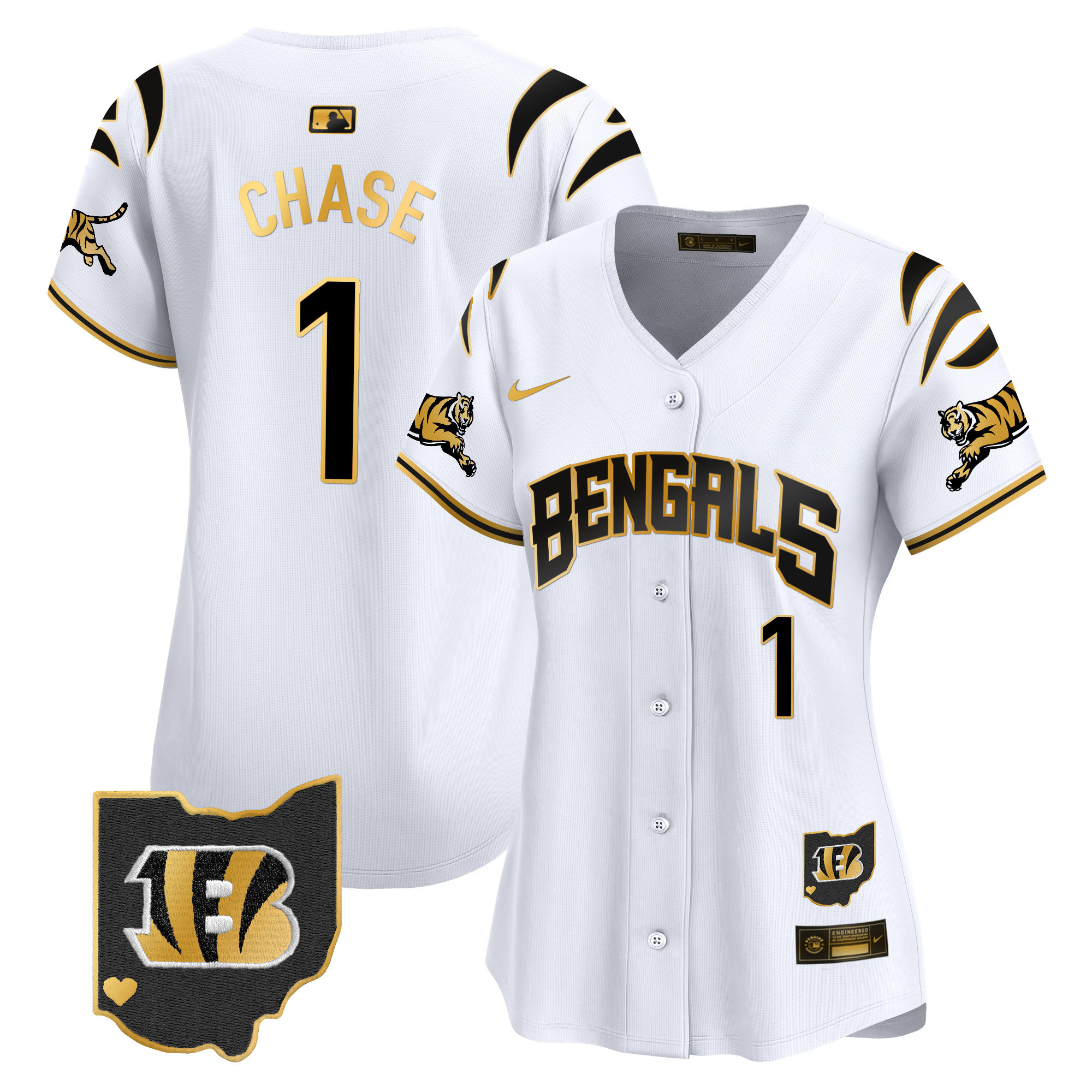 Women's Jake Browning Cincinnati Bengals Vapor Premier Limited White Gold Jersey - All Stitched