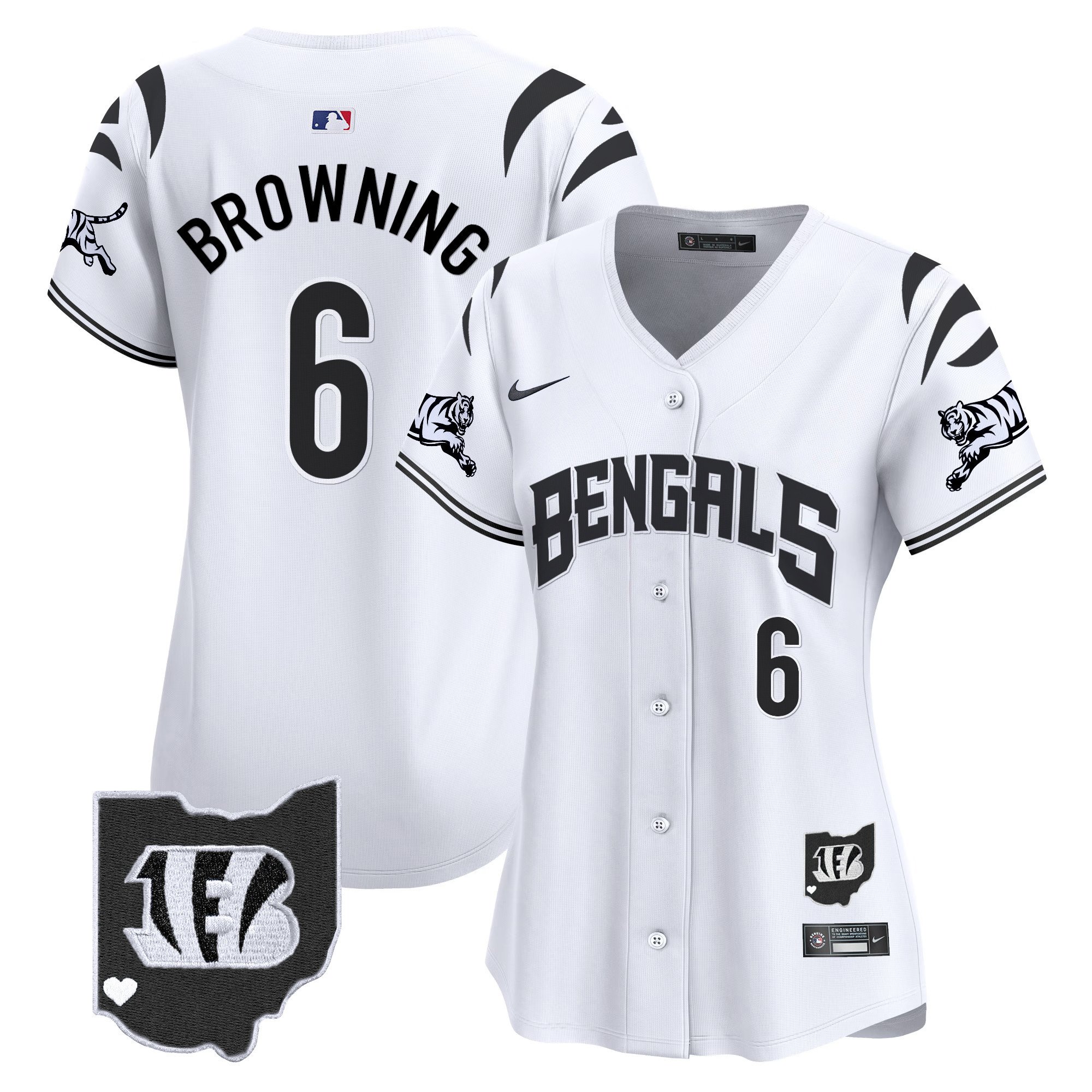 Women's Jake Browning Cincinnati Bengals Vapor Premier Limited White Limited Jersey - All Stitched
