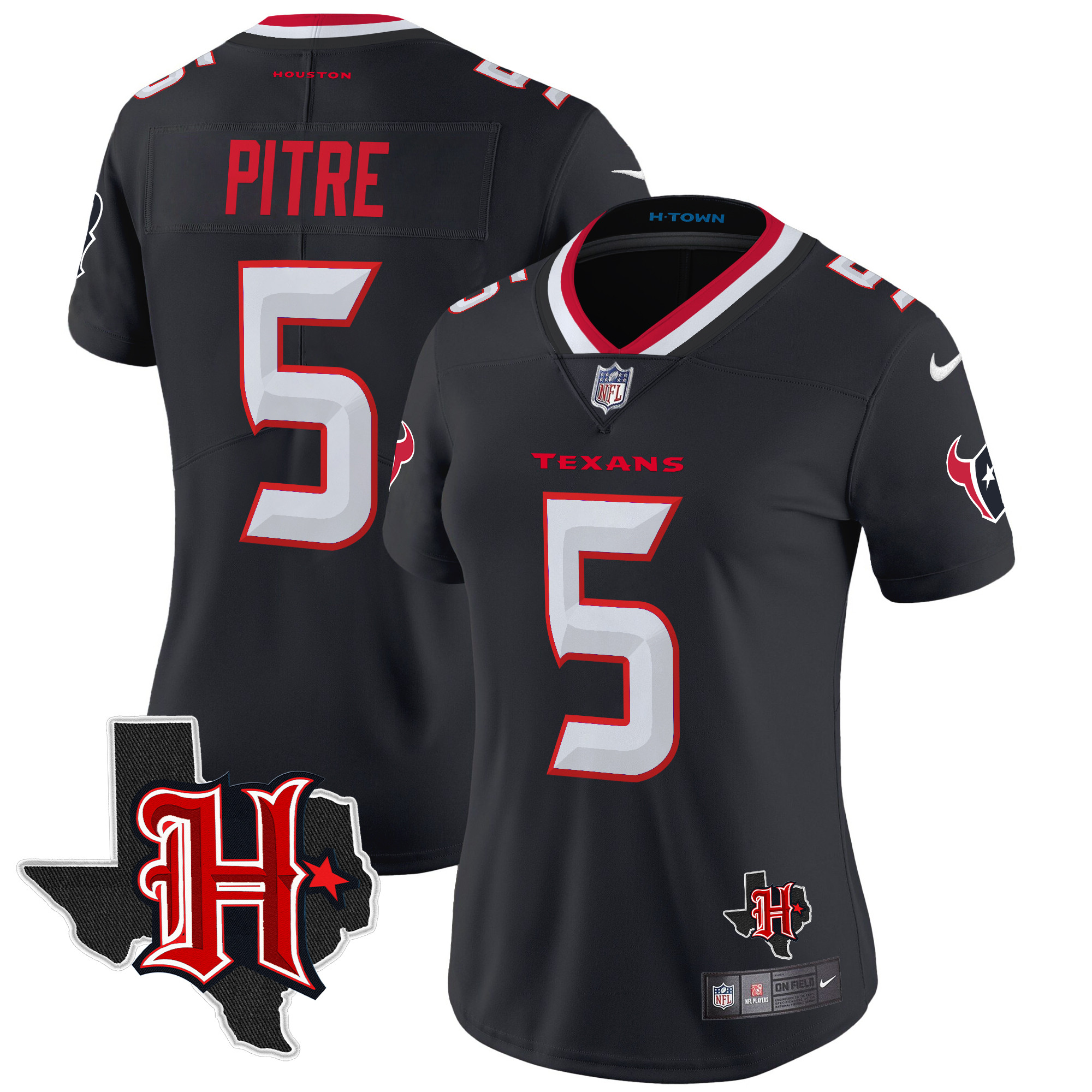 Women's Jalen Pitre Houston Texans 2024 Texas Patch Vapor Limited Navy Jersey - All Stitched