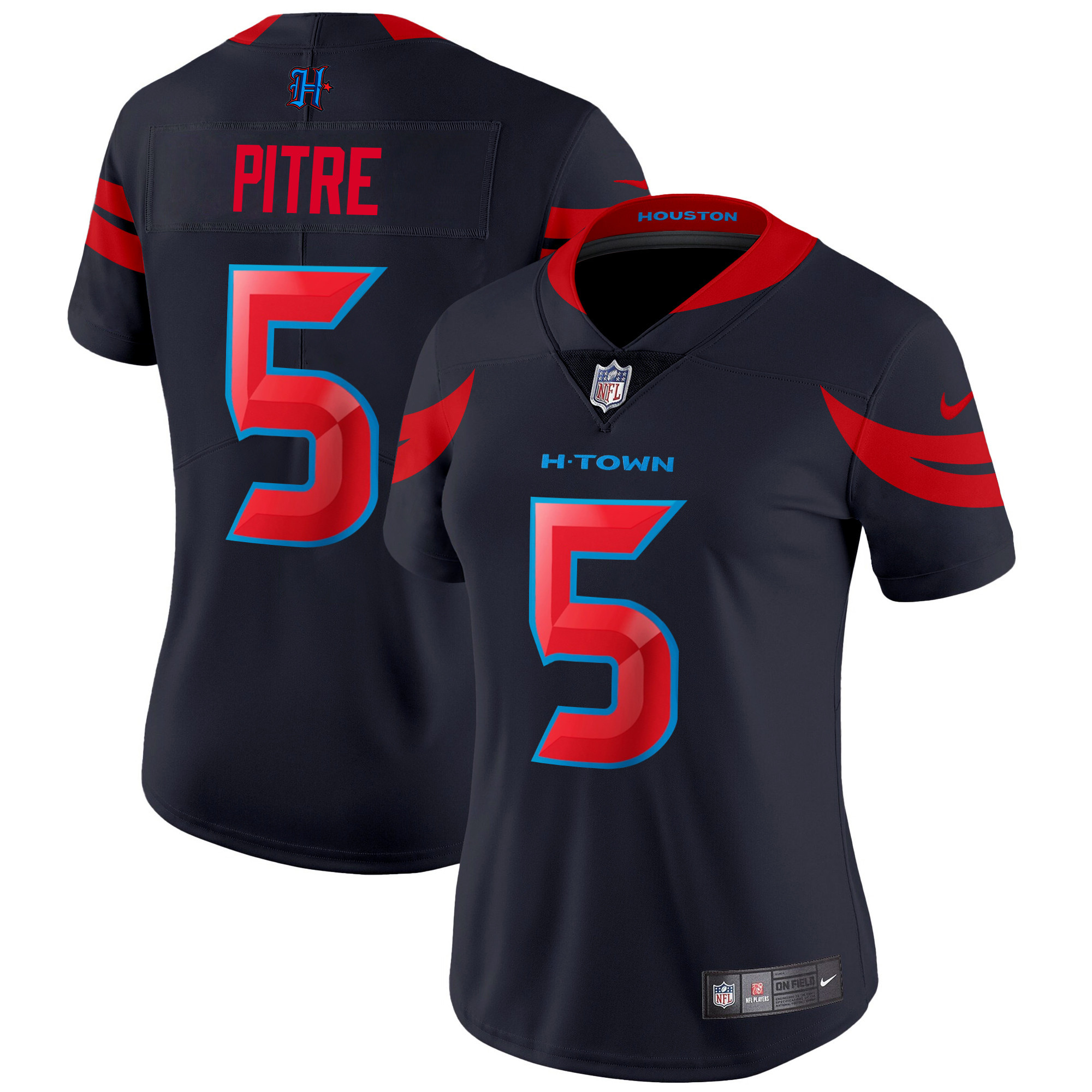 Women's Jalen Pitre Houston Texans 2024 Vapor Limited Navy Limited Jersey V3 - All Stitched