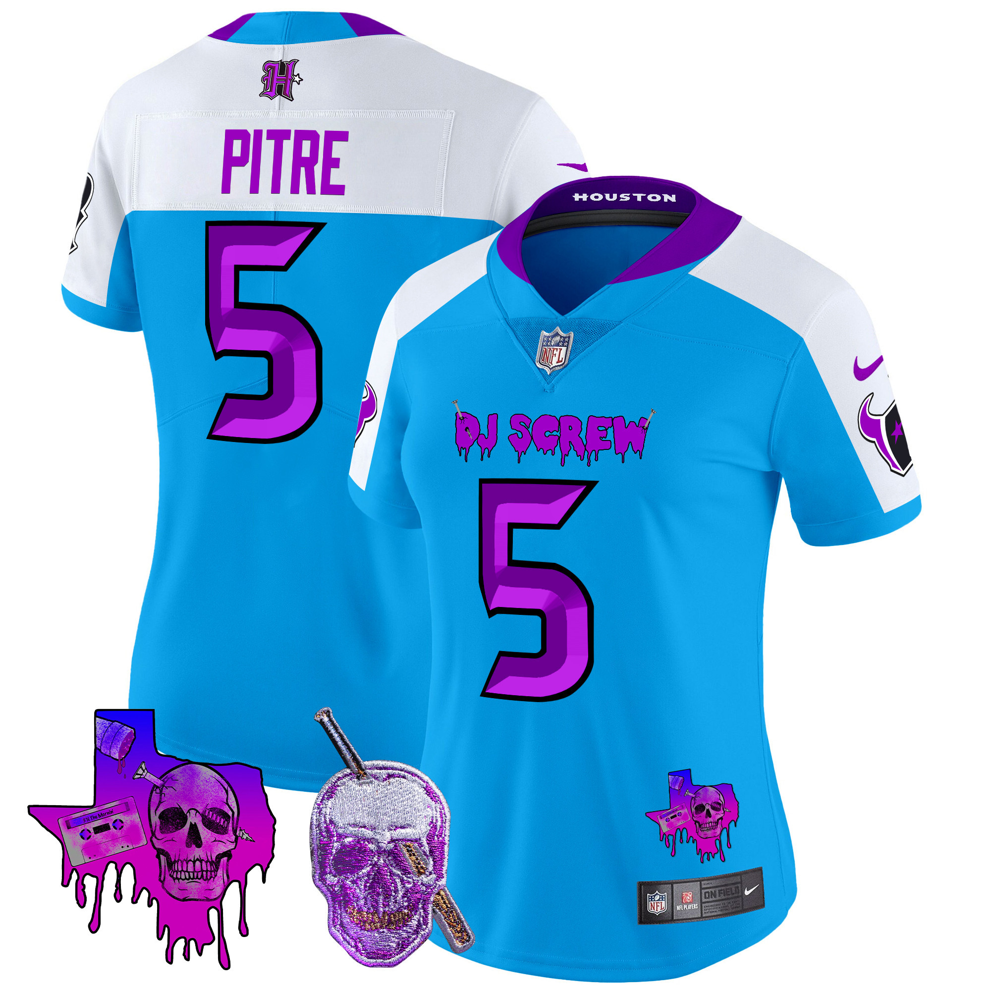 Women's Jalen Pitre Houston Texans DJ Screw Vapor Limited Blue Alternate Jersey - All Stitched