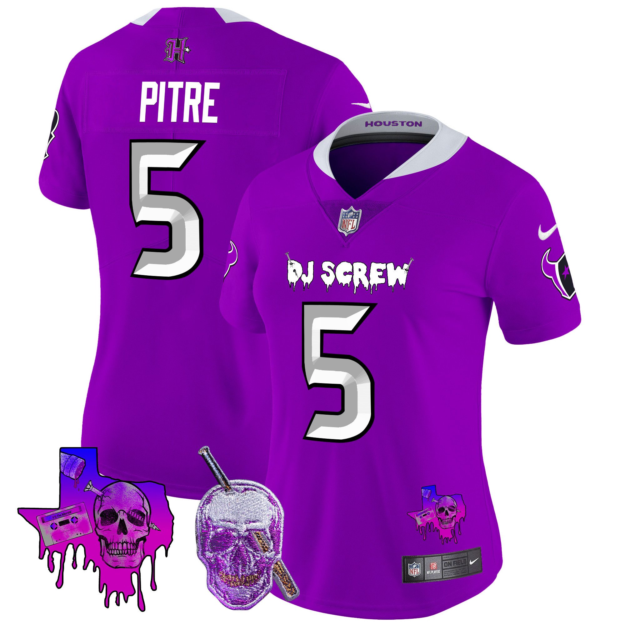 Women's Jalen Pitre Houston Texans DJ Screw Vapor Limited Purple Jersey - All Stitched