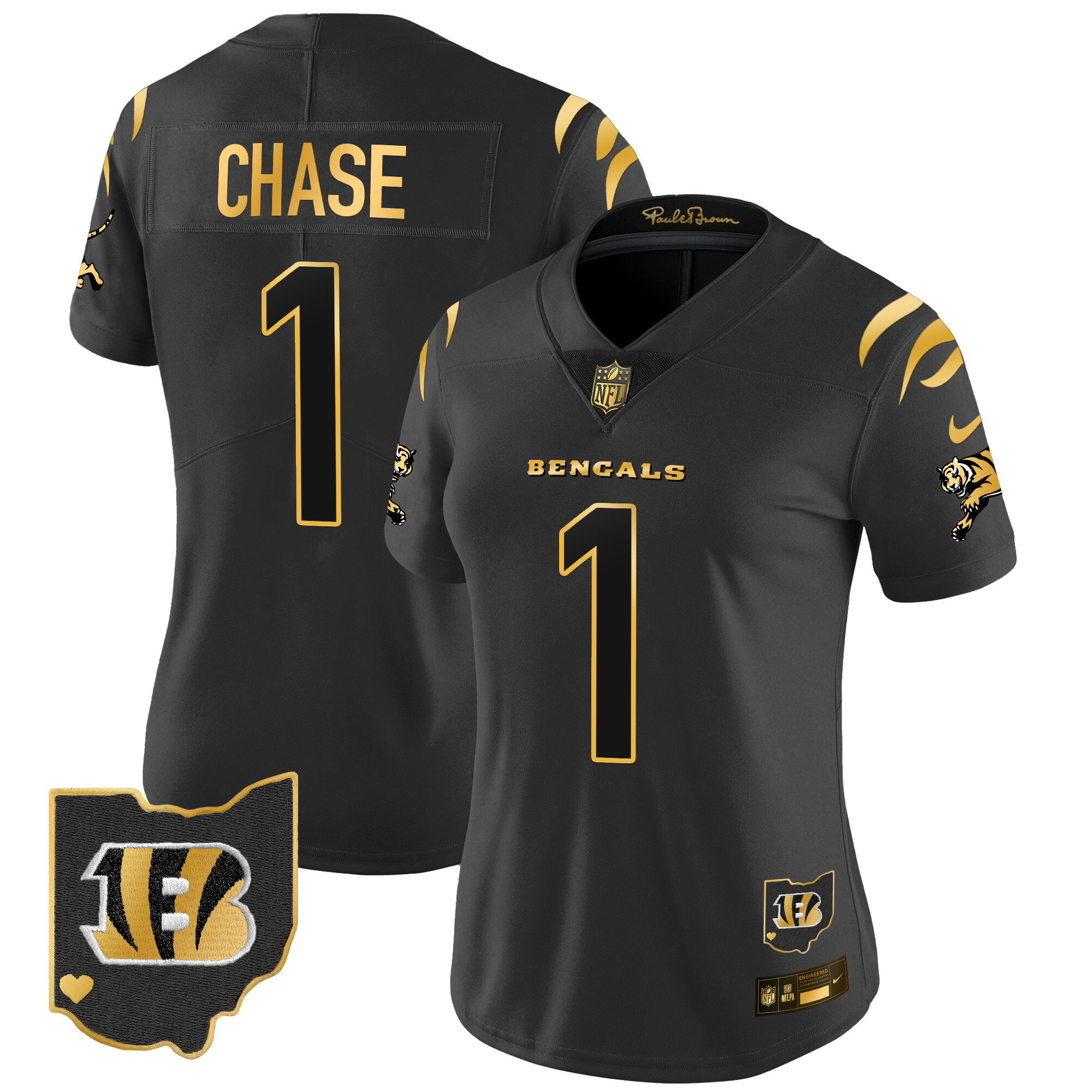 Women's Ja'Marr Chase Cincinnati Bengals 2024 Gold Vapor Limited Black Gold Jersey - All Stitched