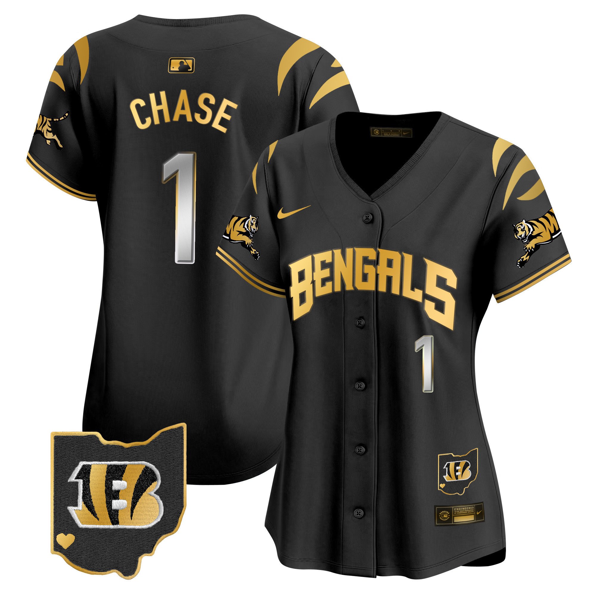 Women's Ja'Marr Chase Cincinnati Bengals Vapor Premier Limited Black Gold Jersey - All Stitched