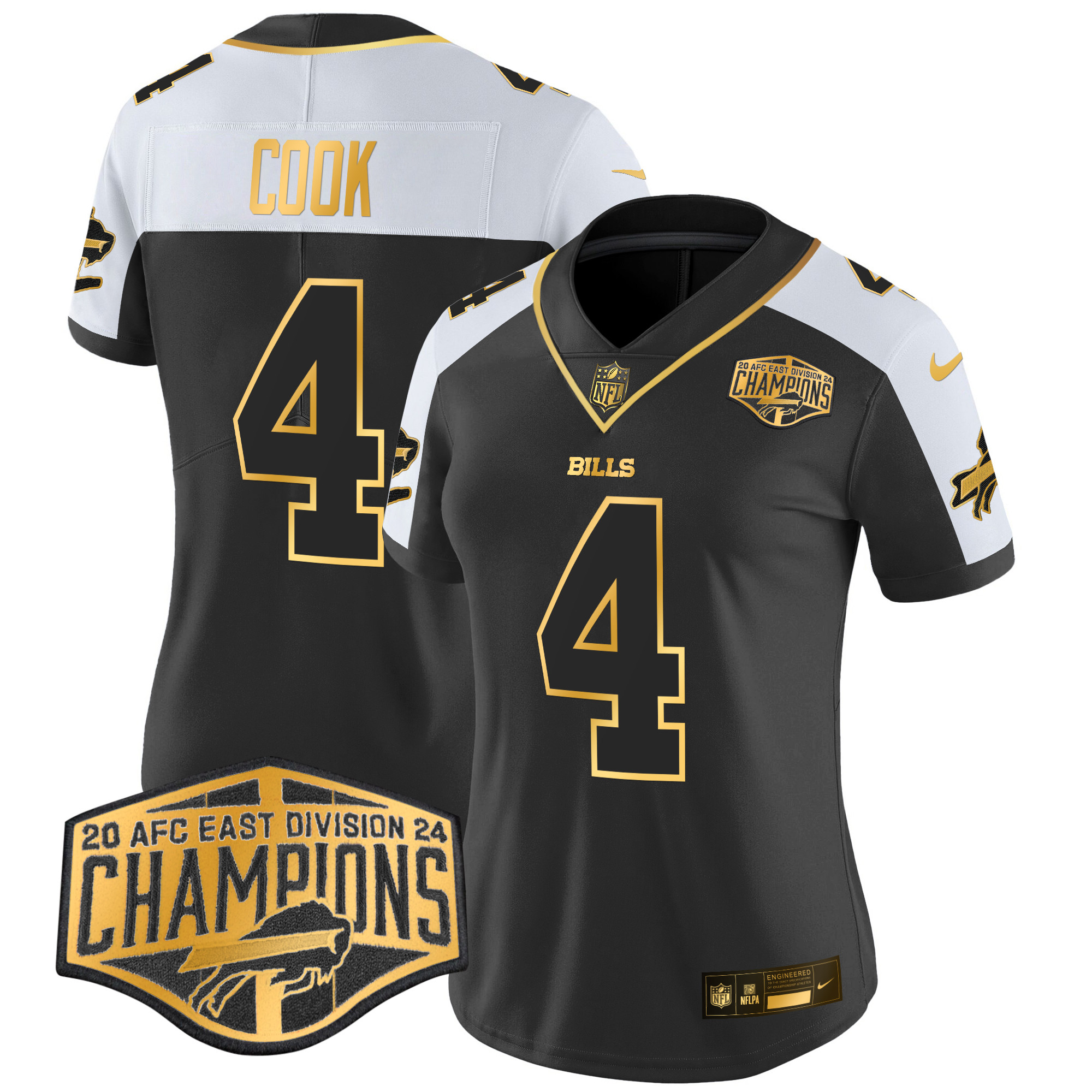 Women's James Cook Buffalo Bills 2024 AFC East Division Champions Gold Vapor Limited Alternate Jersey - All Stitched