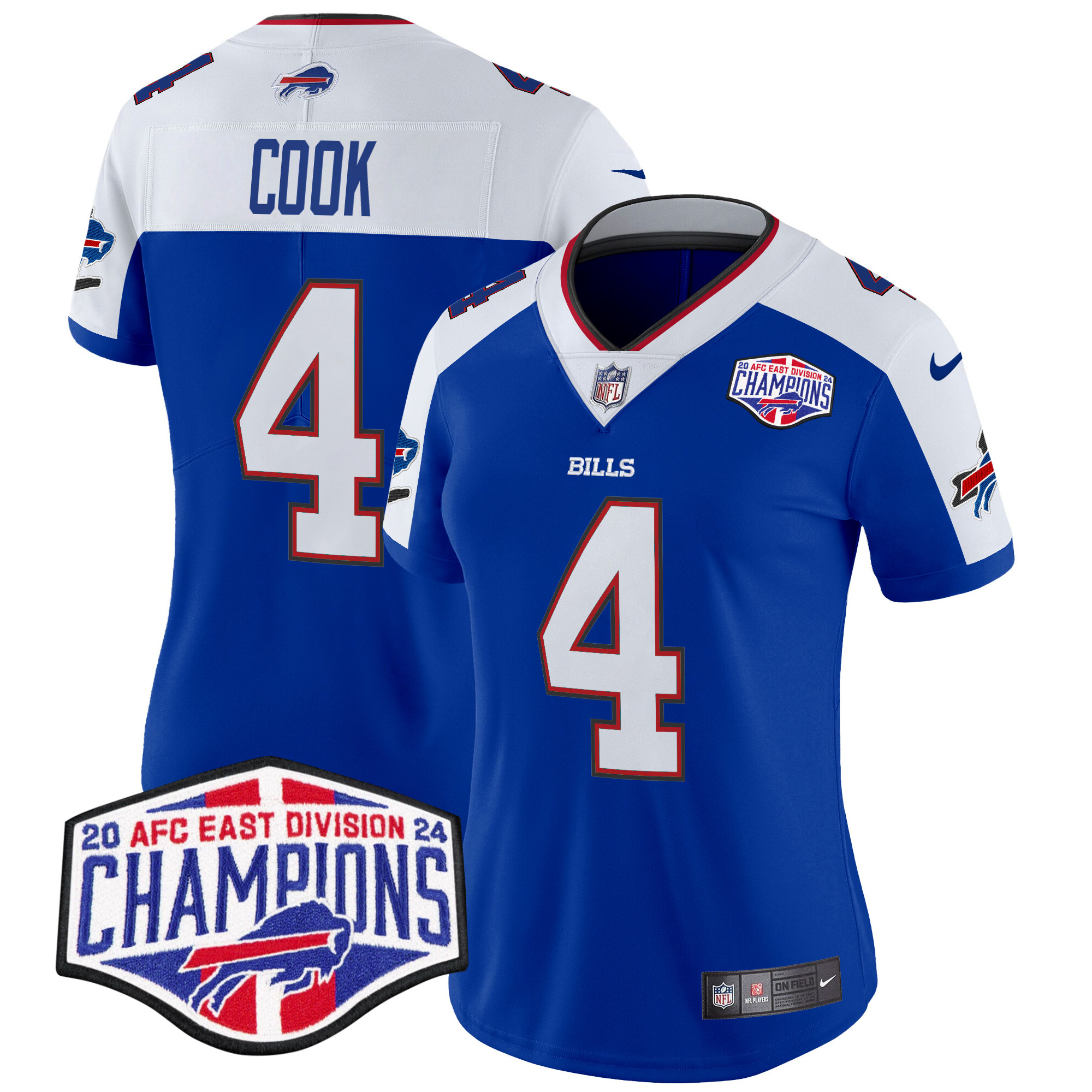 Women's James Cook Buffalo Bills 2024 AFC East Division Champions Vapor Limited Royal Alternate Jersey - All Stitched
