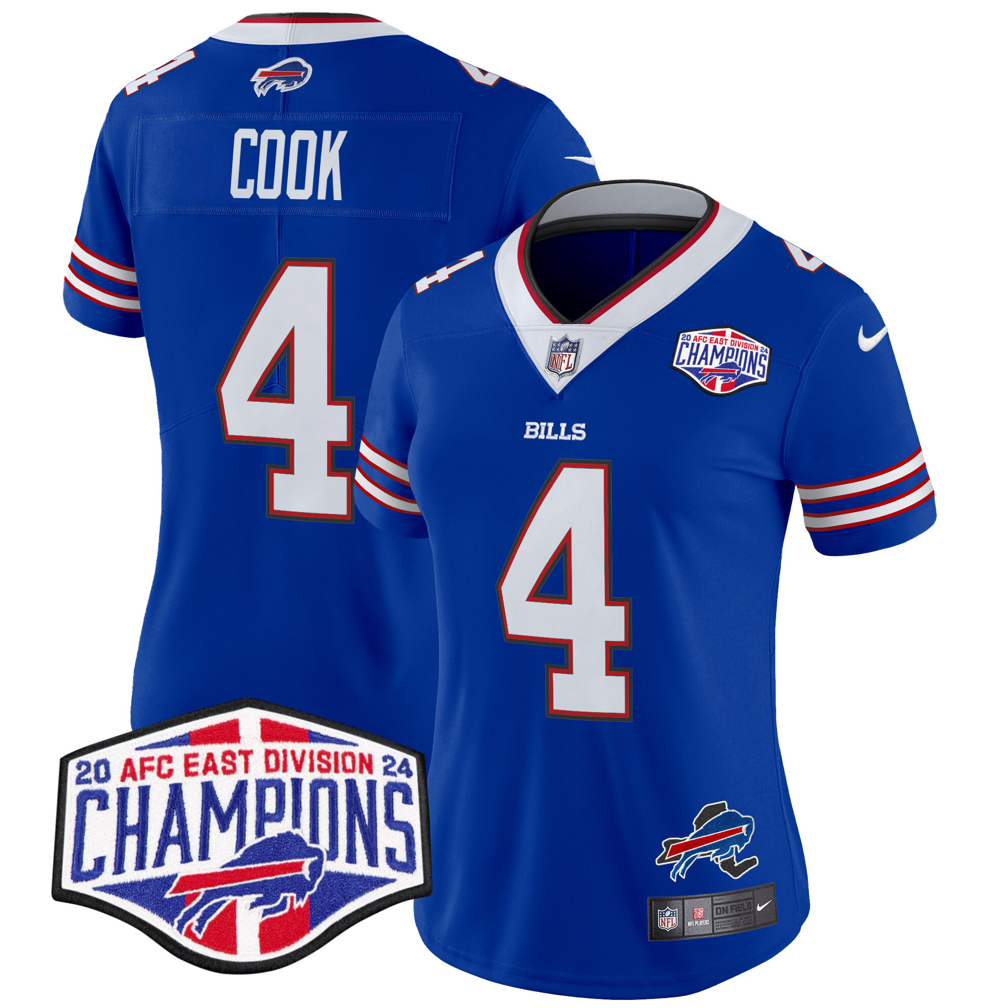 Women's James Cook Buffalo Bills 2024 AFC East Division Champions Vapor Limited Royal Jersey - All Stitched
