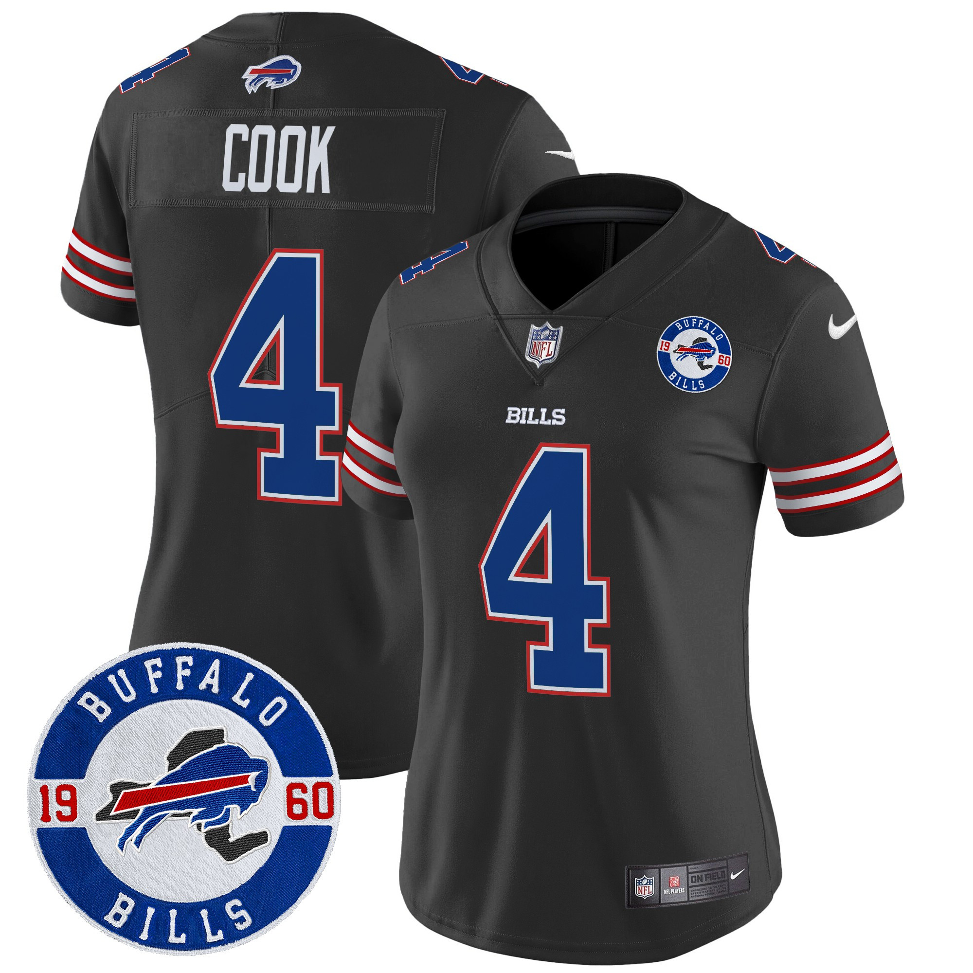 Women's James Cook Buffalo Bills 2024 Vapor Limited Black Jersey - All Stitched