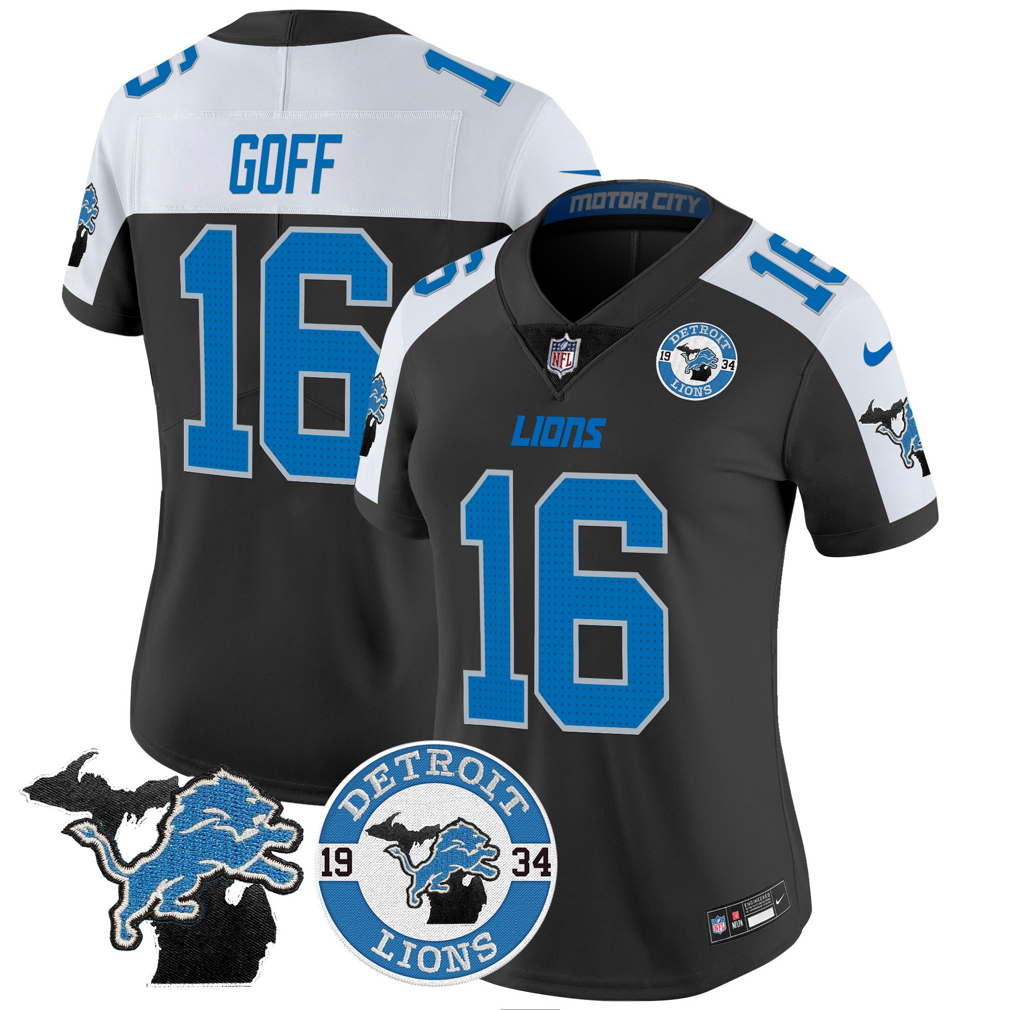 Women's Jared Goff Detroit Lions 2024 Vapor Limited Black Alternate Jersey - All Stitched
