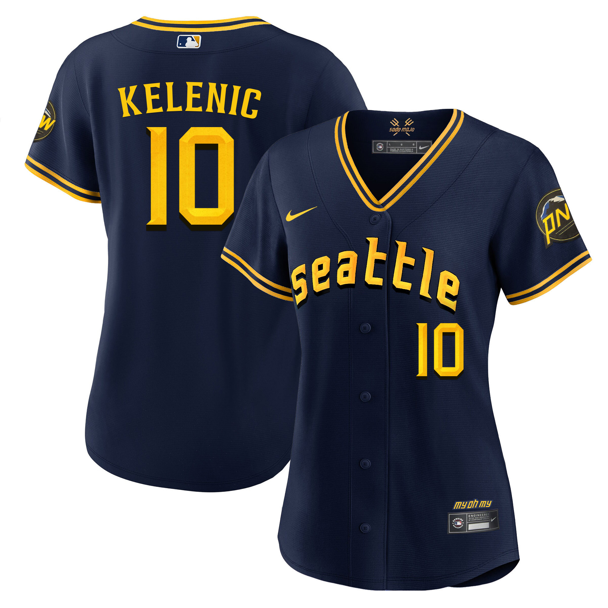 Women's Jarred Kelenic Seattle Mariners 2023 City Connect Fan Made Navy Jersey - All Stitched