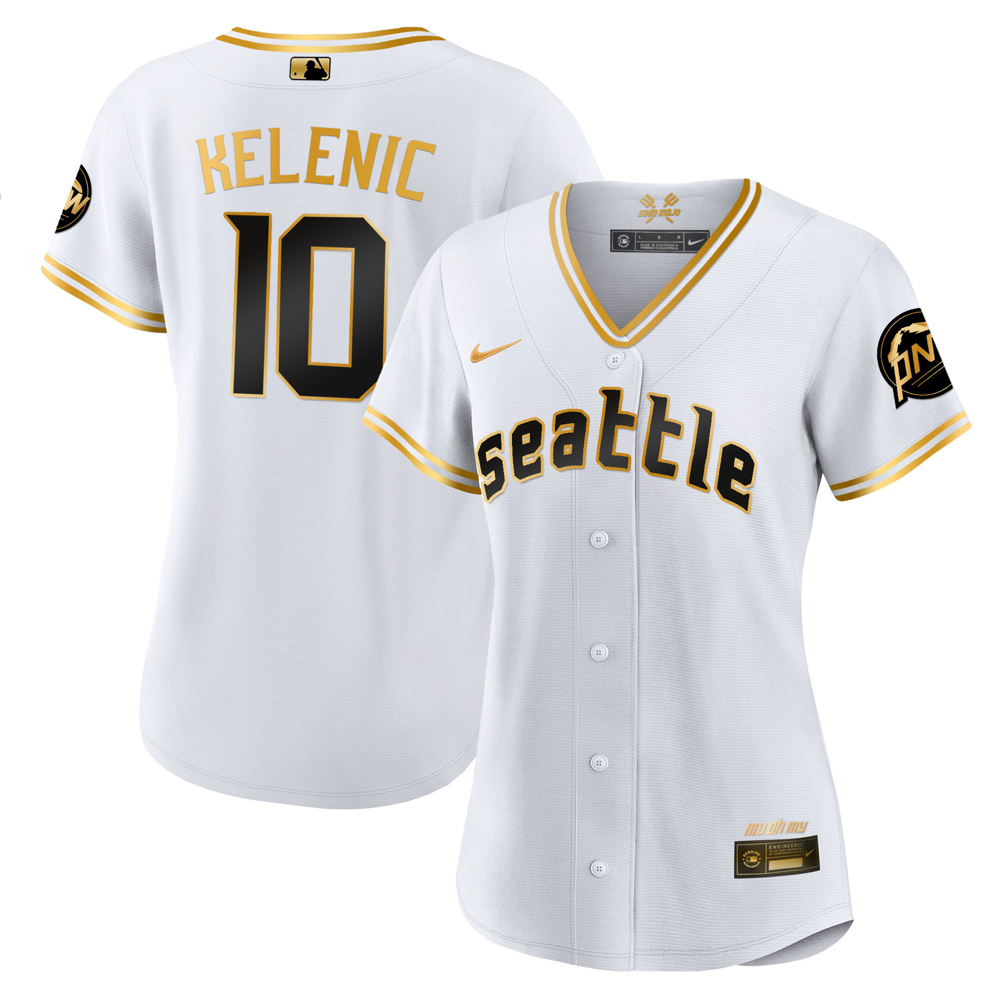 Women's Jarred Kelenic Seattle Mariners 2023 City Connect Gold White Gold Jersey - All Stitched