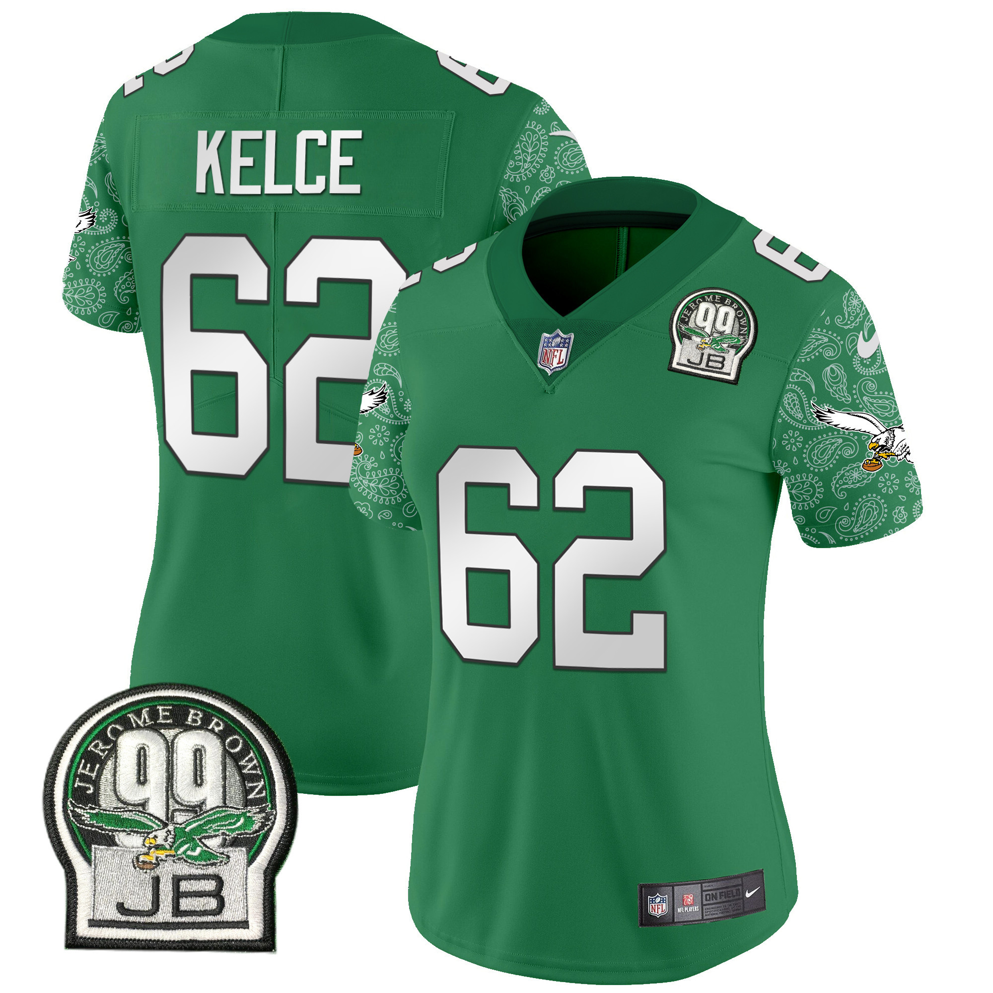 Women's Jason Kelce Philadelphia Eagles Kelly Green Vapor Limited Kelly Green Jersey V4 - All Stitched