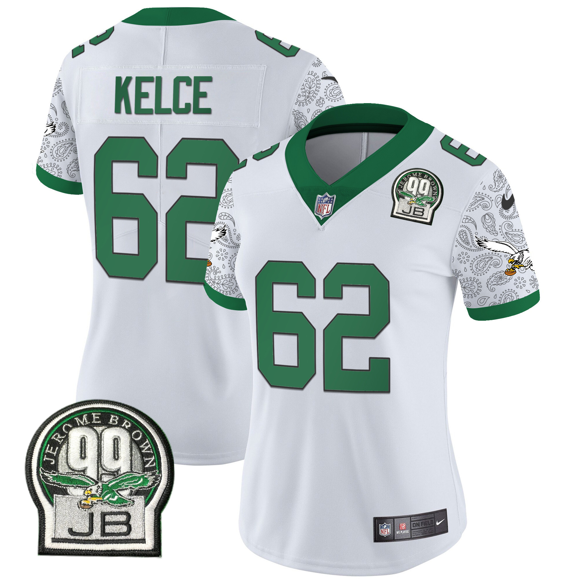 Women's Jason Kelce Philadelphia Eagles Kelly Green Vapor Limited Kelly White Jersey V4 - All Stitched