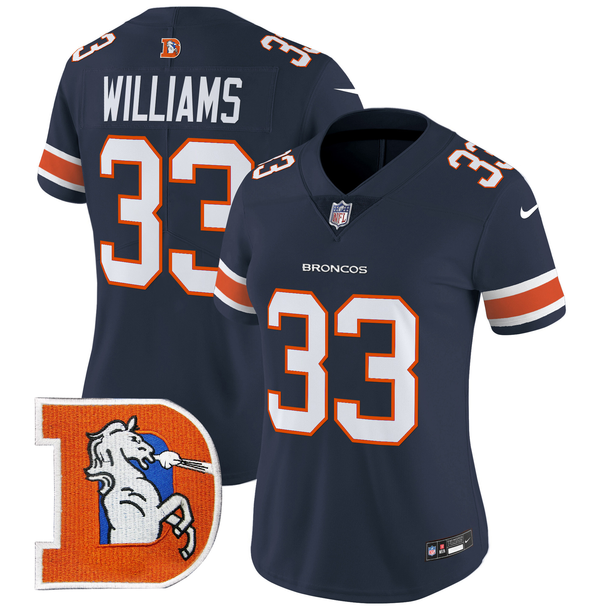 Women's Javonte Williams Denver Broncos Throwback Vapor Limited Navy Jersey - All Stitched