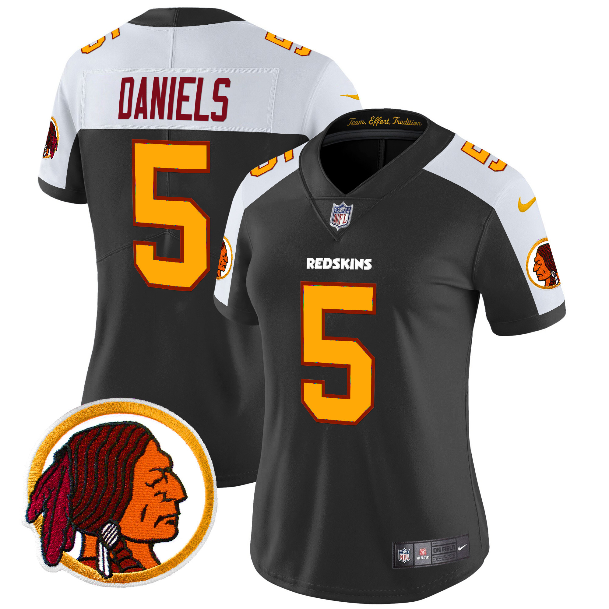 Women's Jayden Daniels Washington Redskins Throwback Vapor Limited Black Alternate Jersey V2 - All Stitched