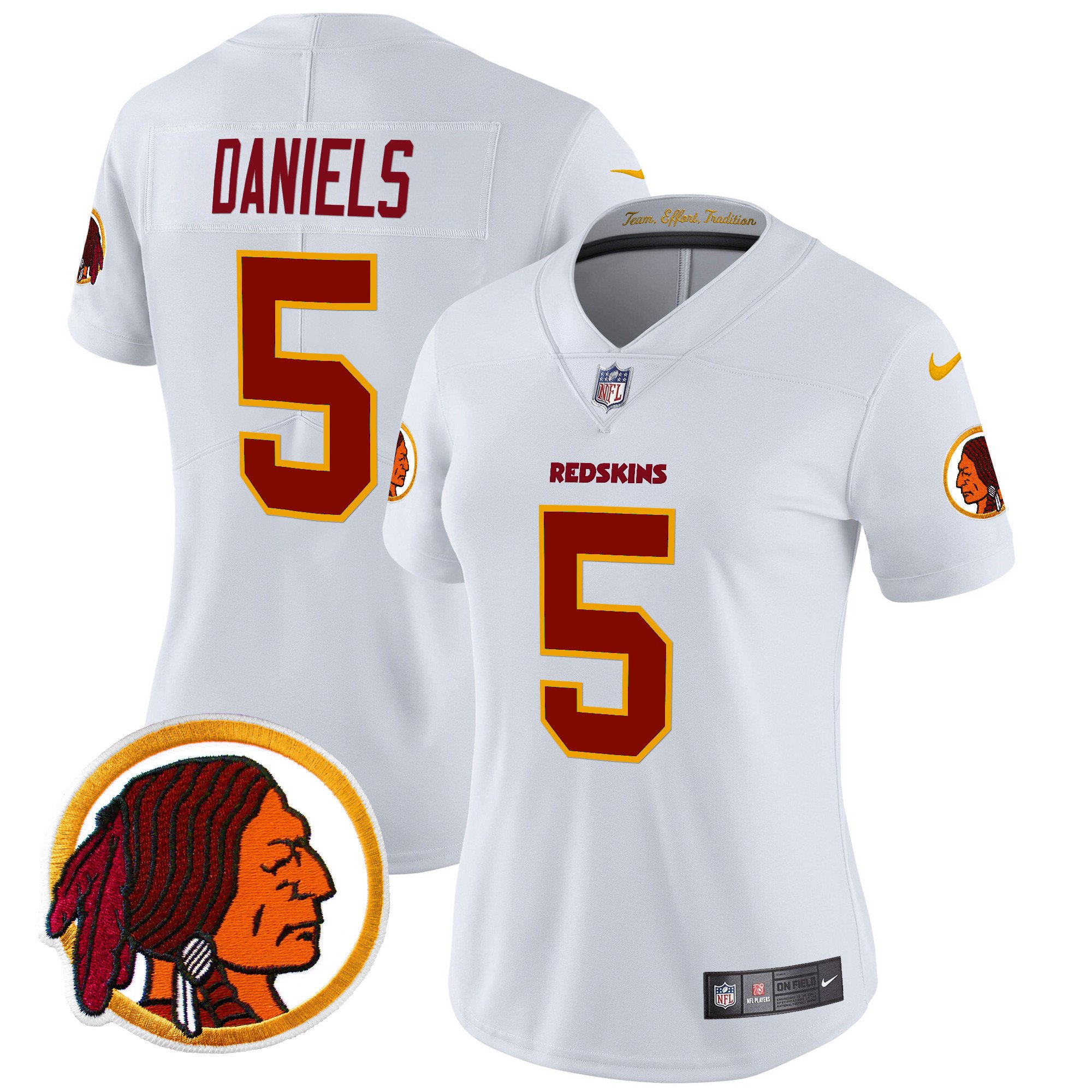 Women's Jayden Daniels Washington Redskins Throwback Vapor Limited White Jersey V2 - All Stitched