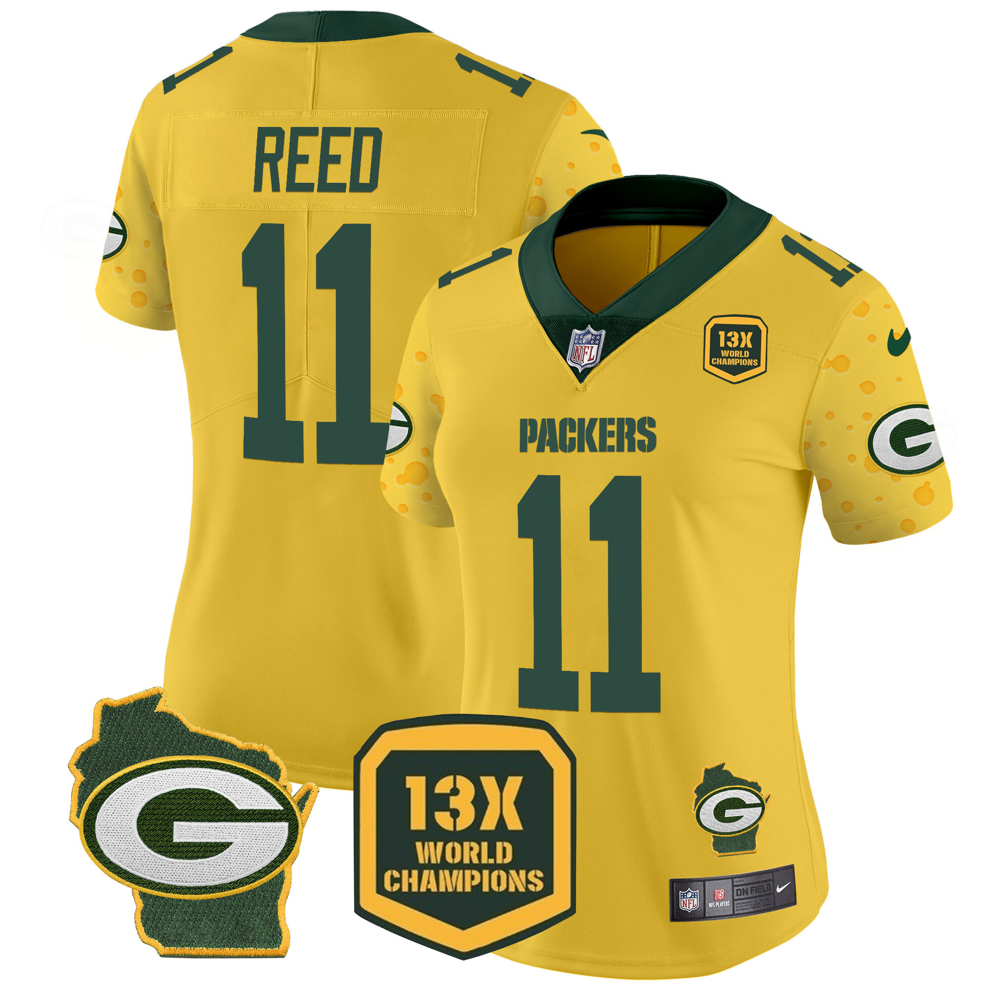 Women's Jayden Reed Green Bay Packers Cheese Vapor Limited Gold Jersey – All Stitched