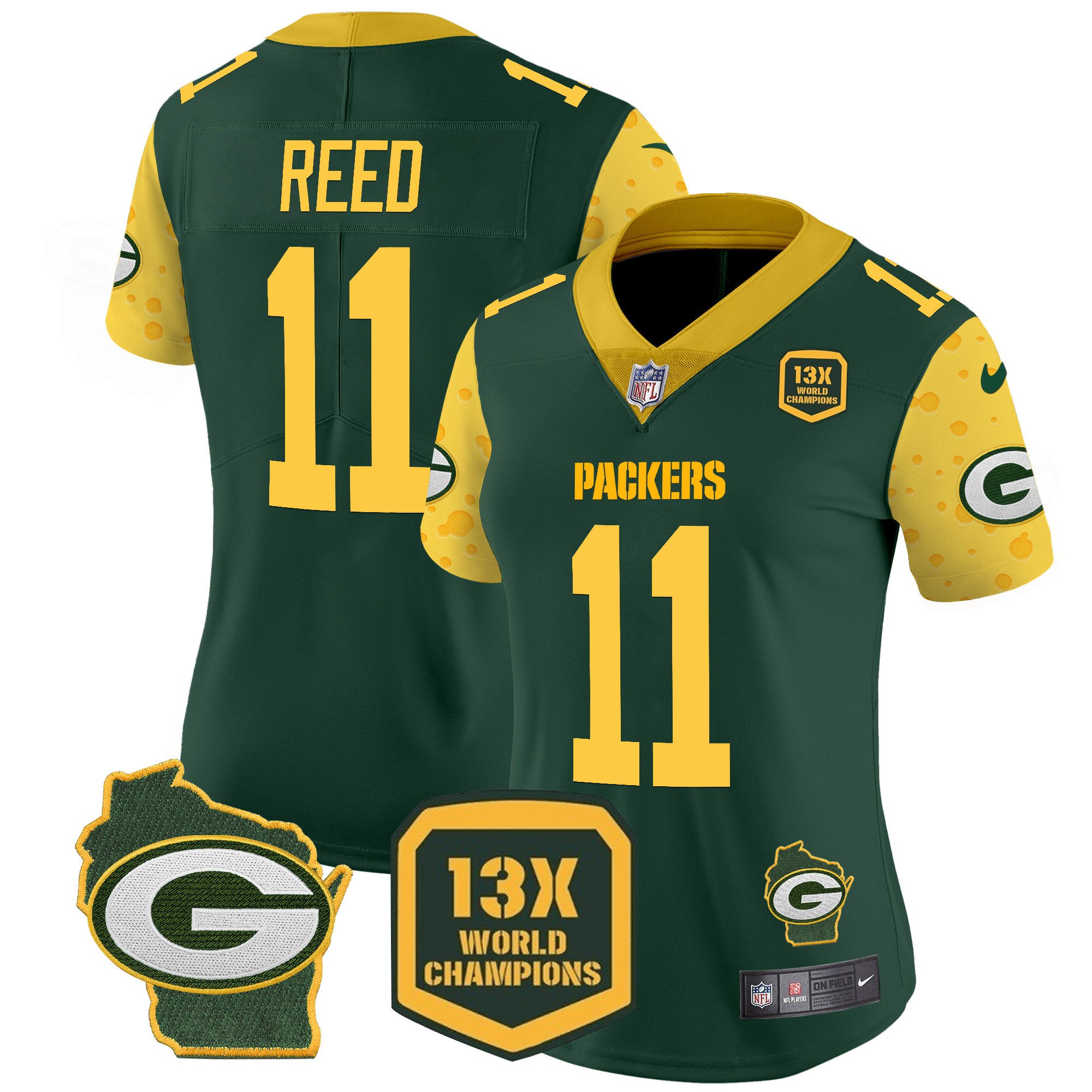 Women's Jayden Reed Green Bay Packers Cheese Vapor Limited Green Jersey – All Stitched
