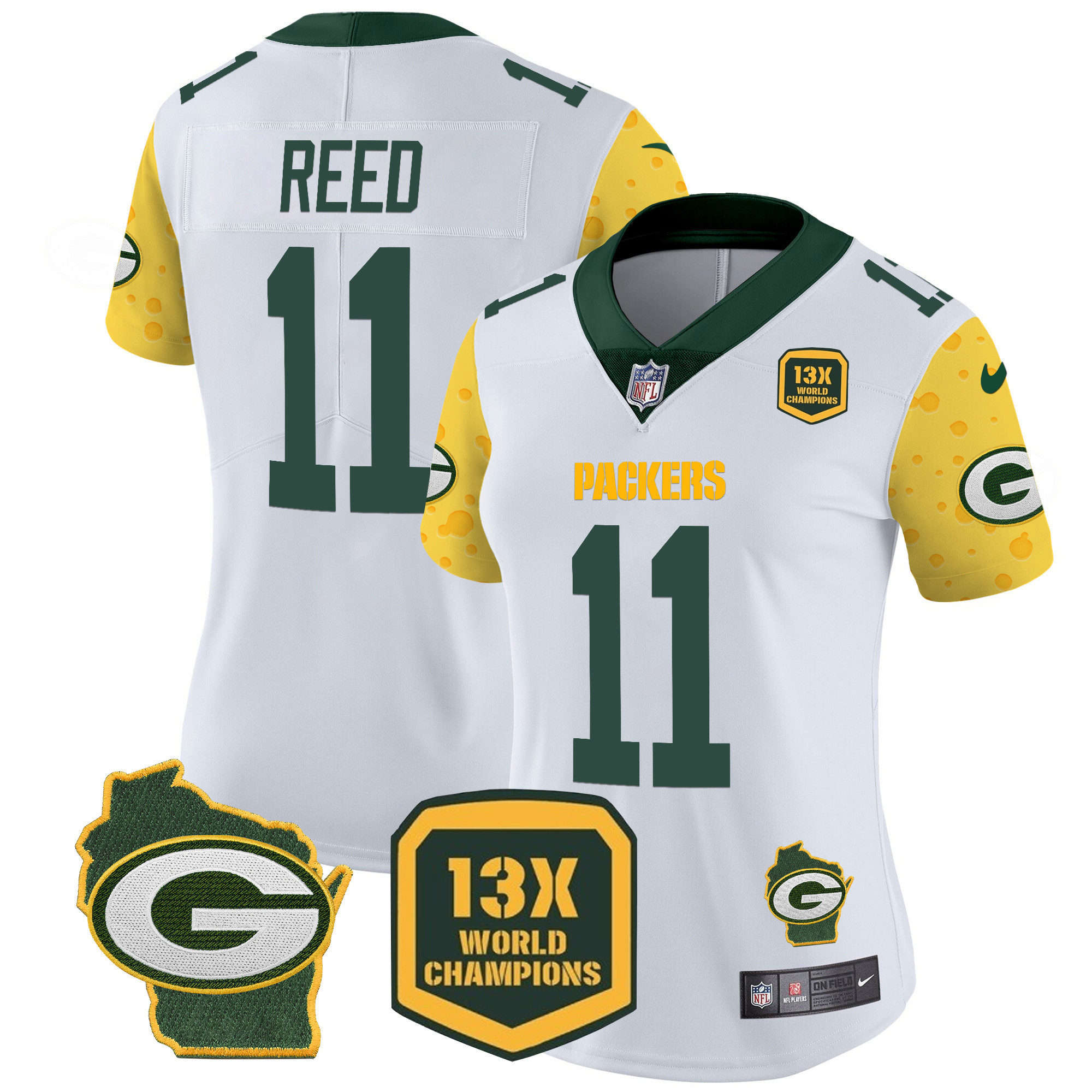 Women's Jayden Reed Green Bay Packers Cheese Vapor Limited White Jersey – All Stitched
