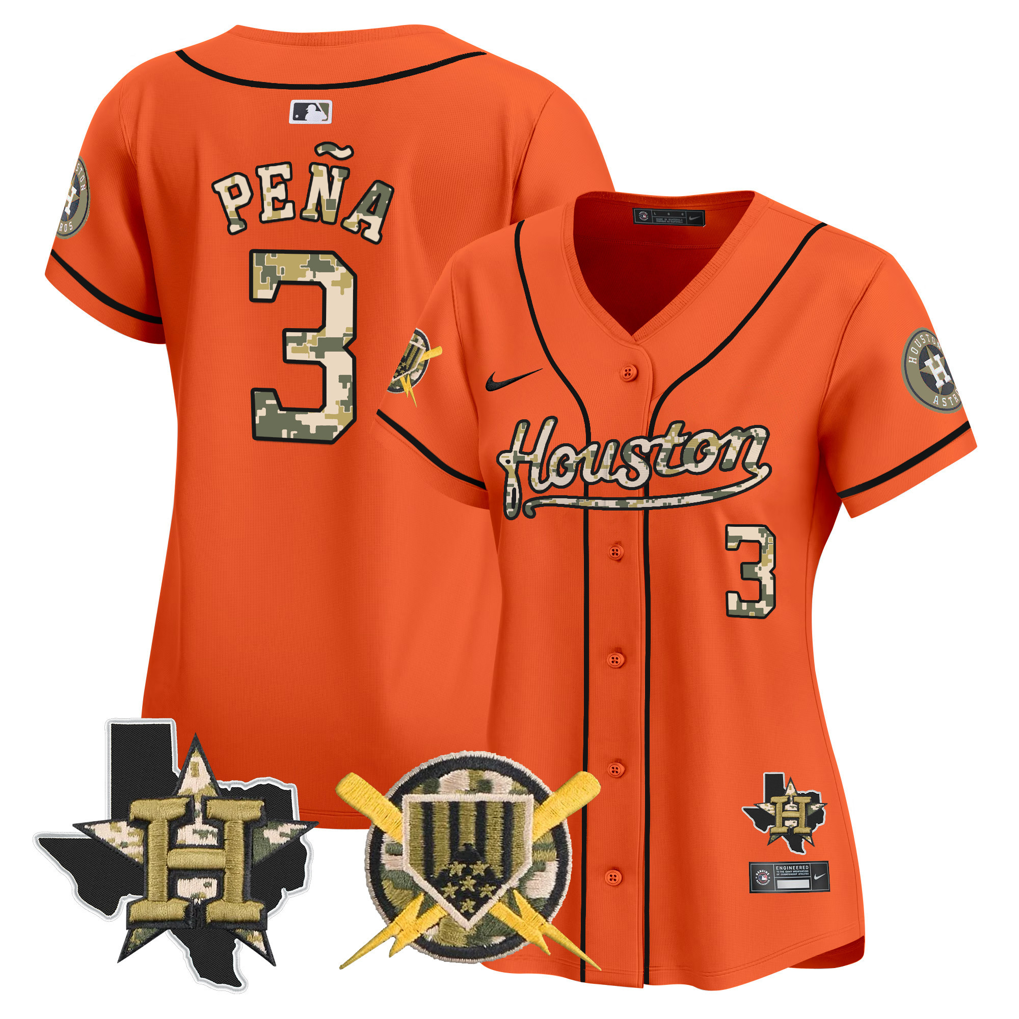 Women's Jeremy Pena Houston Astros Armed Forces Day Vapor Premier Limited Orange Jersey - All Stitched