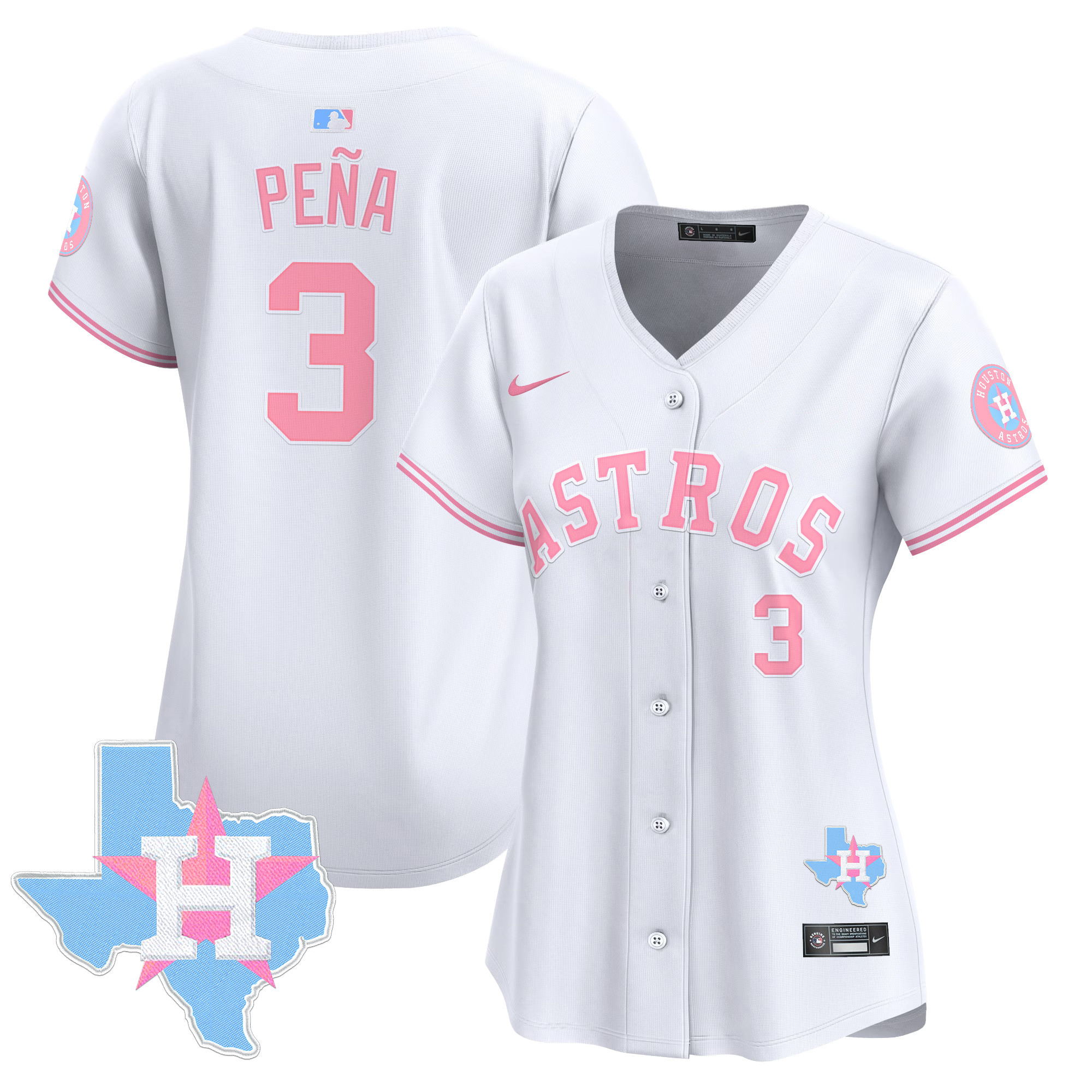 Women's Jeremy Pena Houston Astros Bubblegum Pink Vapor Premier Limited White Jersey - All Stitched